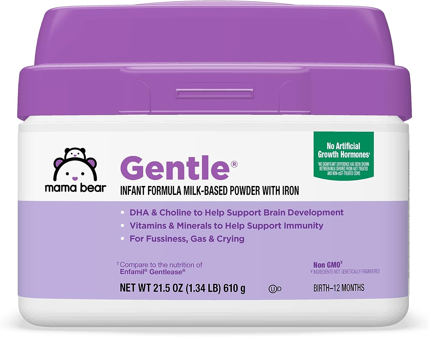 Amazon Brand - Mama Bear Gentle Baby Formula Milk-Based Powder with Iron, Complete Nutrition, Easy to Digest, 21.5 Ounce