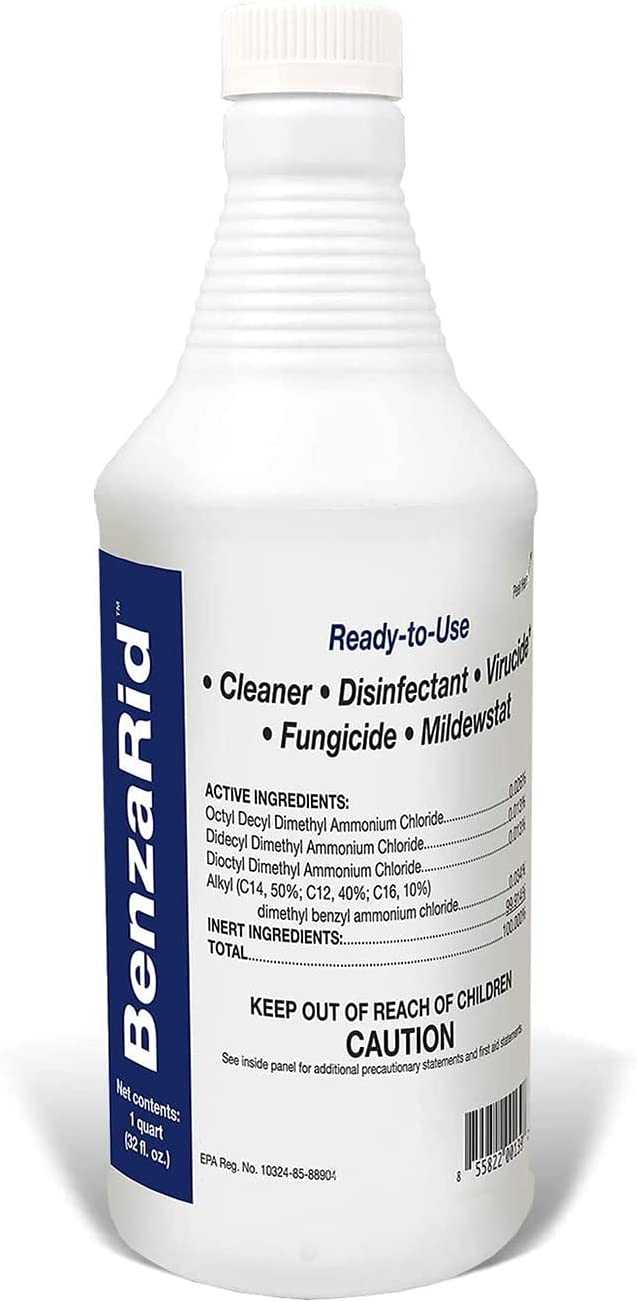 BenzaRid Professional Disinfectant 32oz | Medical Grade Sanitizer & Virucide, Eradicates MRSA, H1N1, H5N1 Viruses, Norovirus, Avian Flu, Staphylococcus, No Rinse, No Wipe, EPA Registered