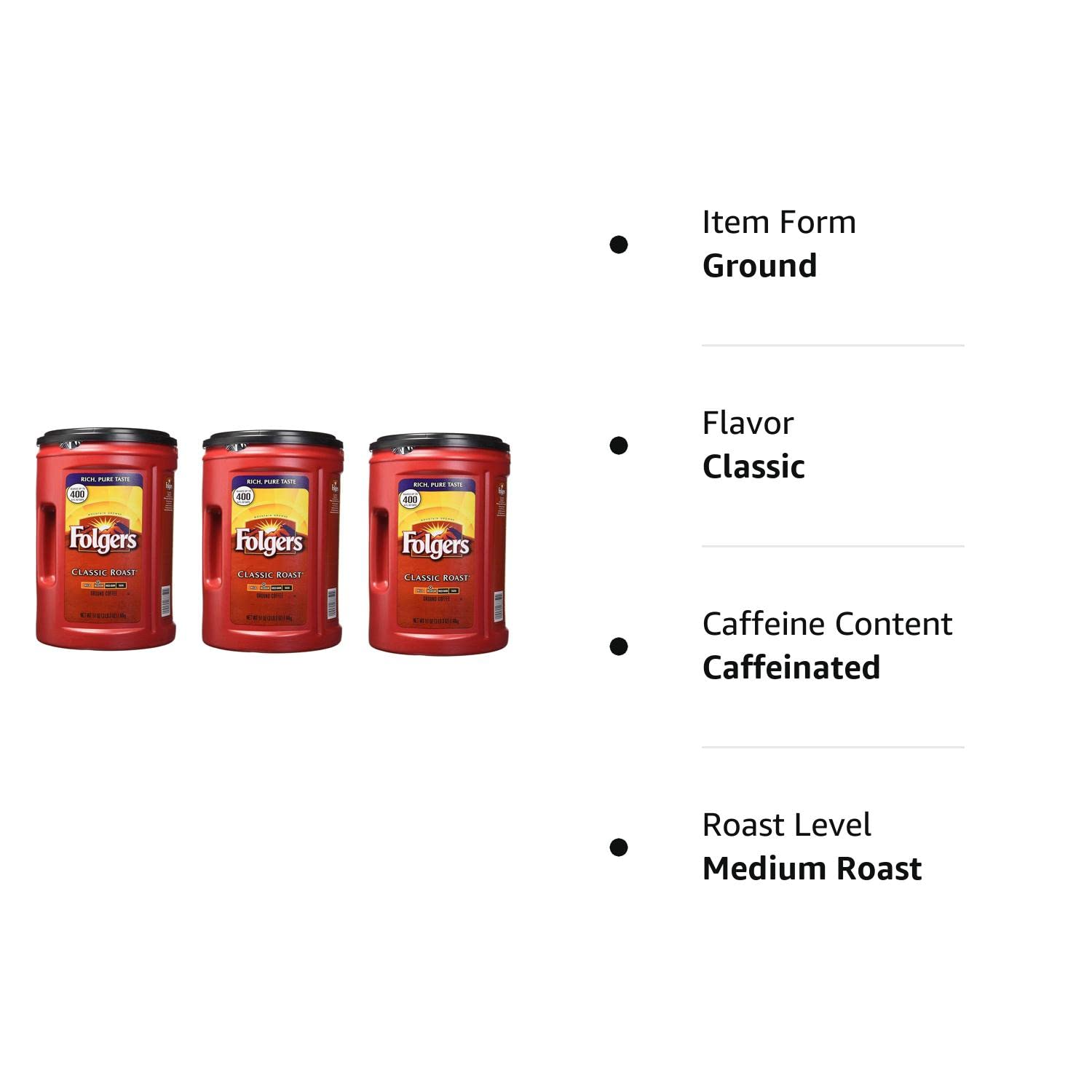 Folgers Coffee， Classic(Medium) Roast， 51 Ounce