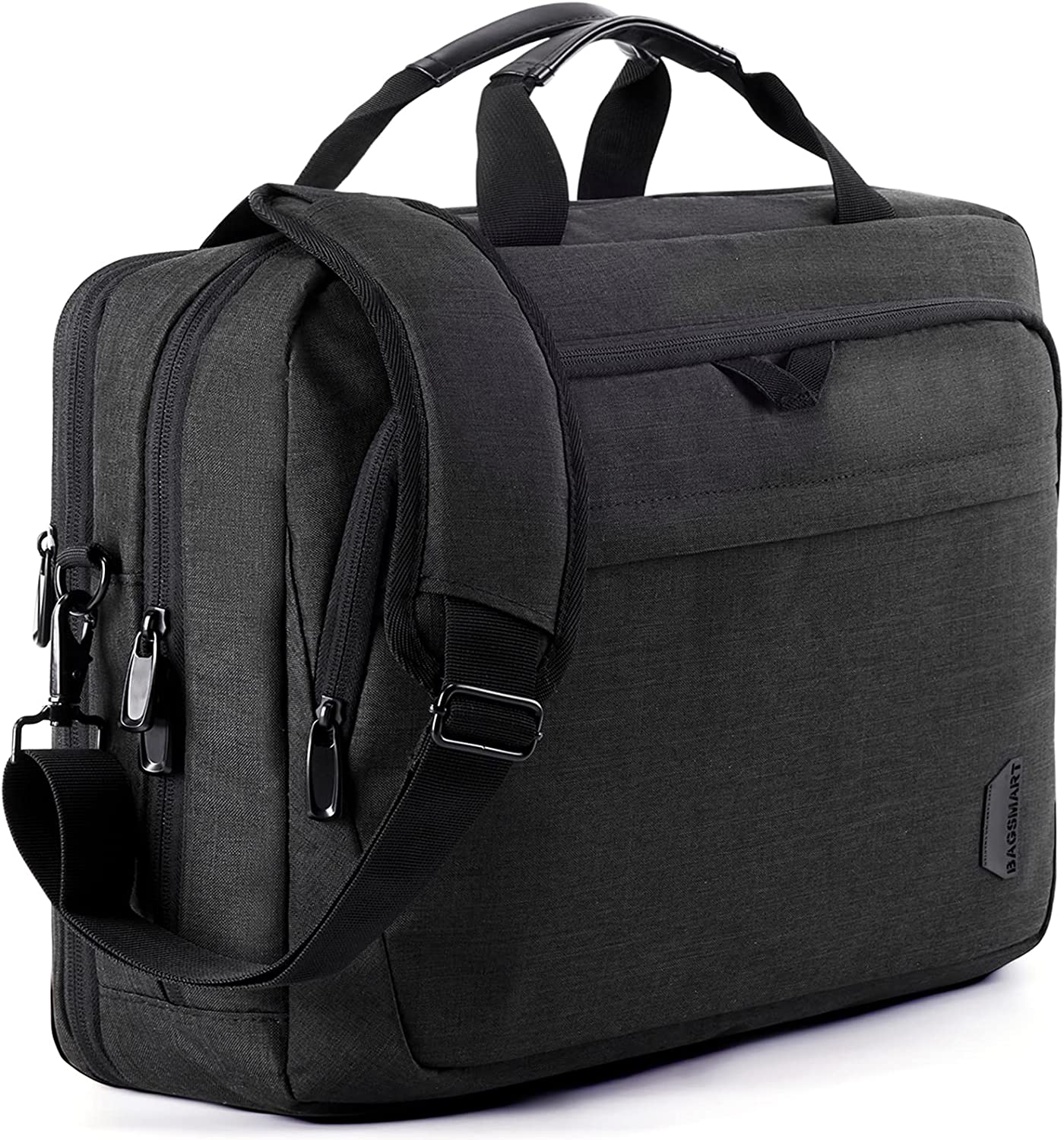 BAGSMART 17.3 Inch Laptop Bag, Expandable Briefcase,Computer Bag Men Women,Laptop Shoulder Bag,Work Bag Business Travel Office,Lockable (Black-17.3 inch)