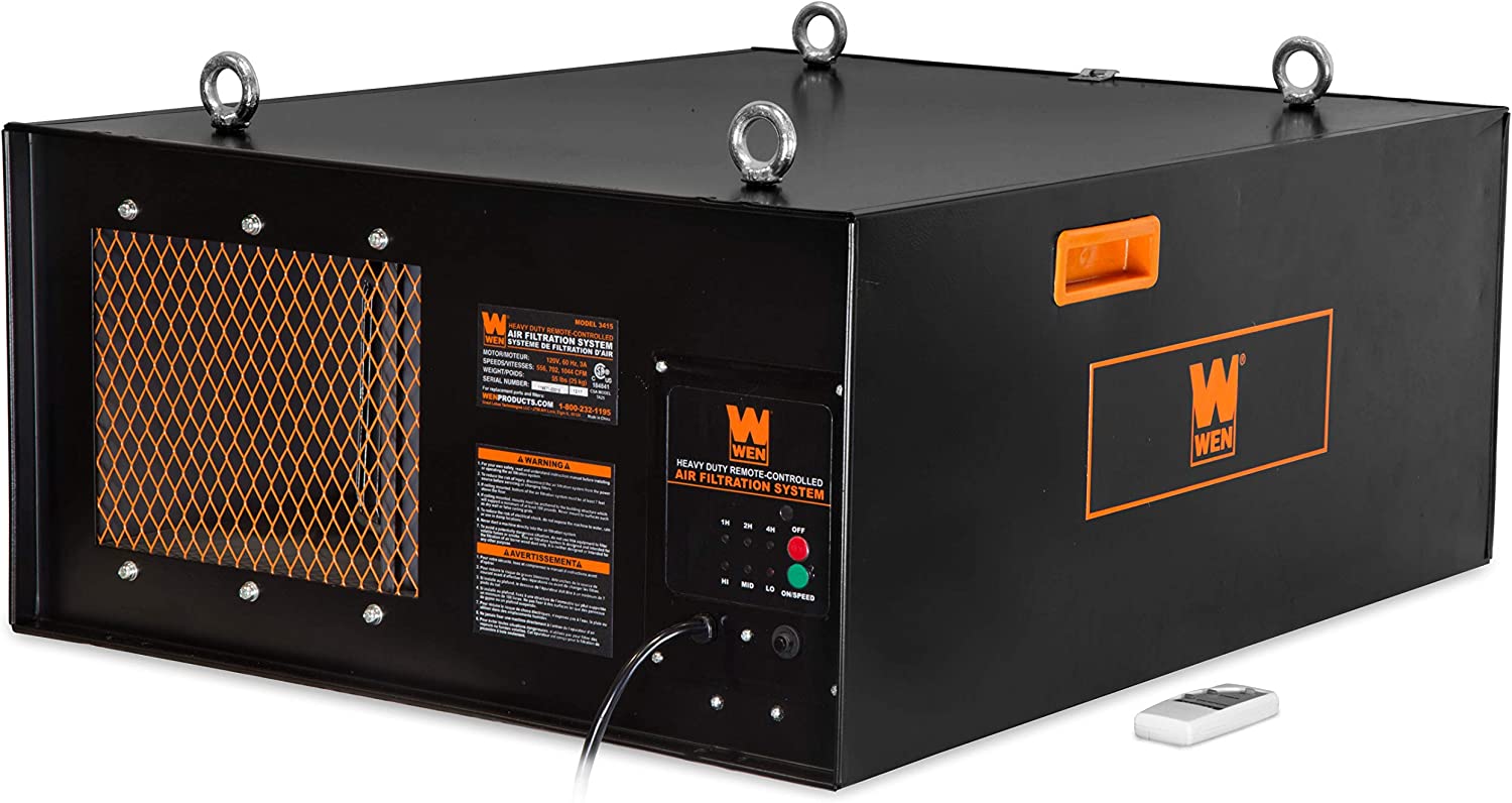 WEN 3417 3-Speed Remote-Controlled Industrial-Strength Air Filtration System (556/702/1044 CFM)