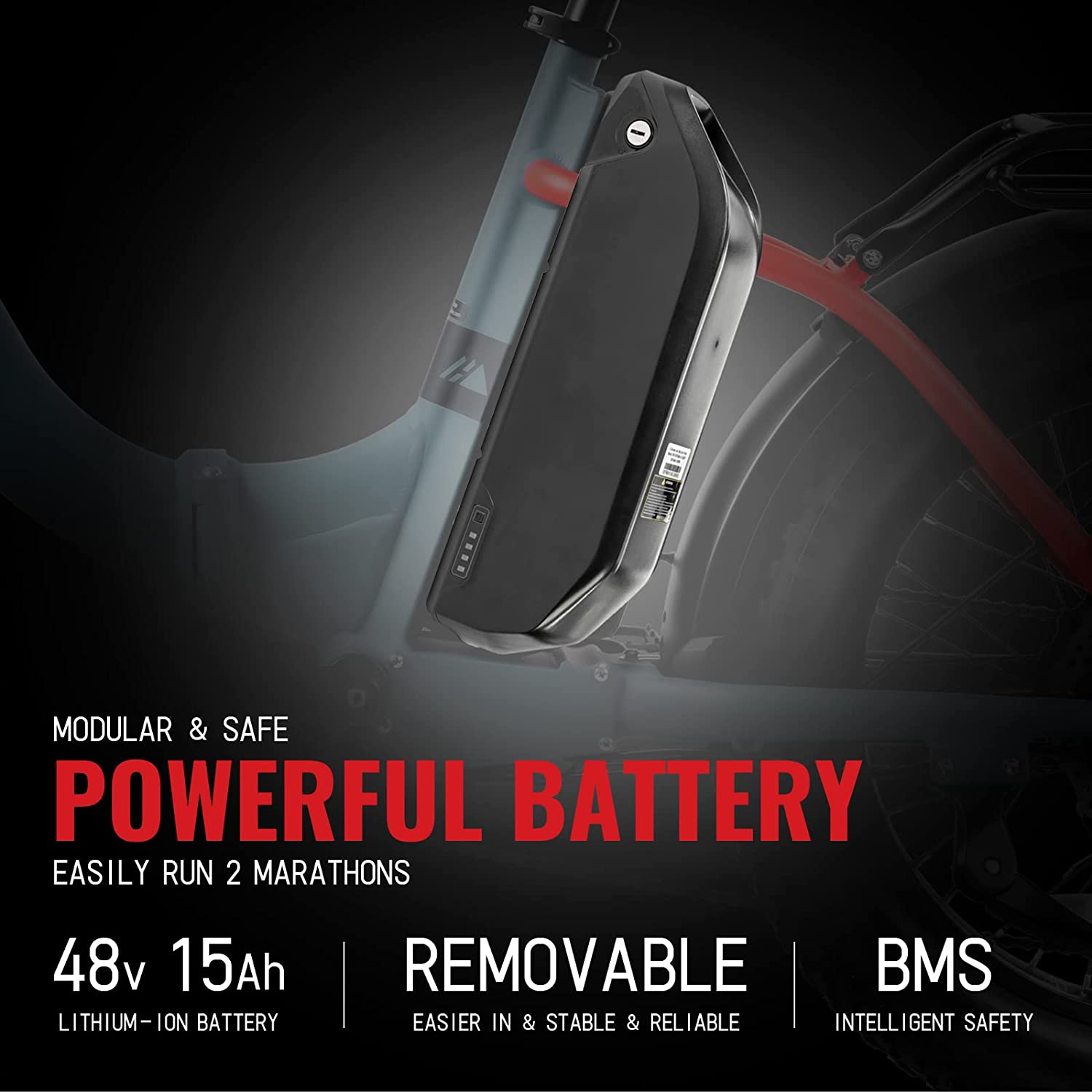 Hipeak Bona Electric Bike for Adults， Ebike 750W/48V/15Ah， 20" x 4.0 Fat Tire Electric Bike Folding with Removable Battery， Step-Over Folding Adult Electric Bicycles Dual Shock Absorber