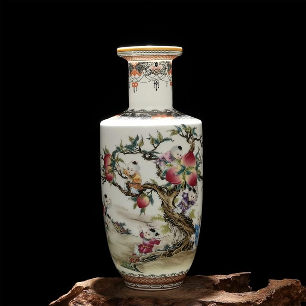 ZSEDP Chinese Style Home Decoration Picking Peach Vase Antique Porcelain Collection