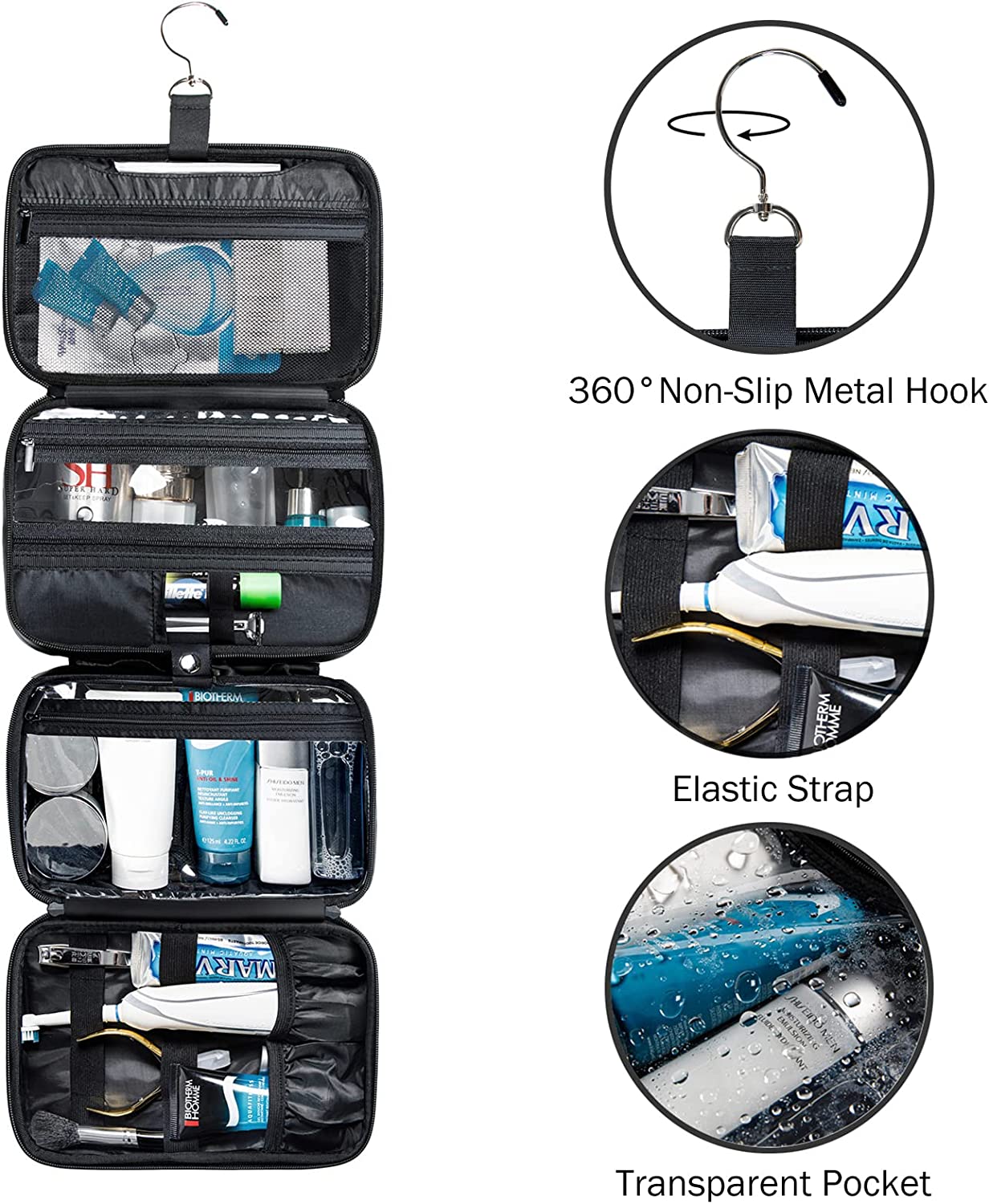 Toiletry Bag for Men， Hanging Travel Bag for Toiletries， Shaving Bag for Men Travel， Toiletry Bags for Traveling， Large Travel Size Toiletry Organizer (2022 Upgraded) ， Travel Case Kit Accessories