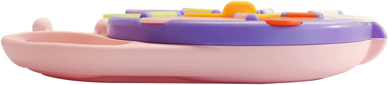 BoBaby Snail Snacker - Toddler Snack Container with 8 Sections and Lid | Food Grade Materials | Dishwasher Safe | Non-Skid Base | for Kids, Babies, Home & Travel | Educational (Pink)