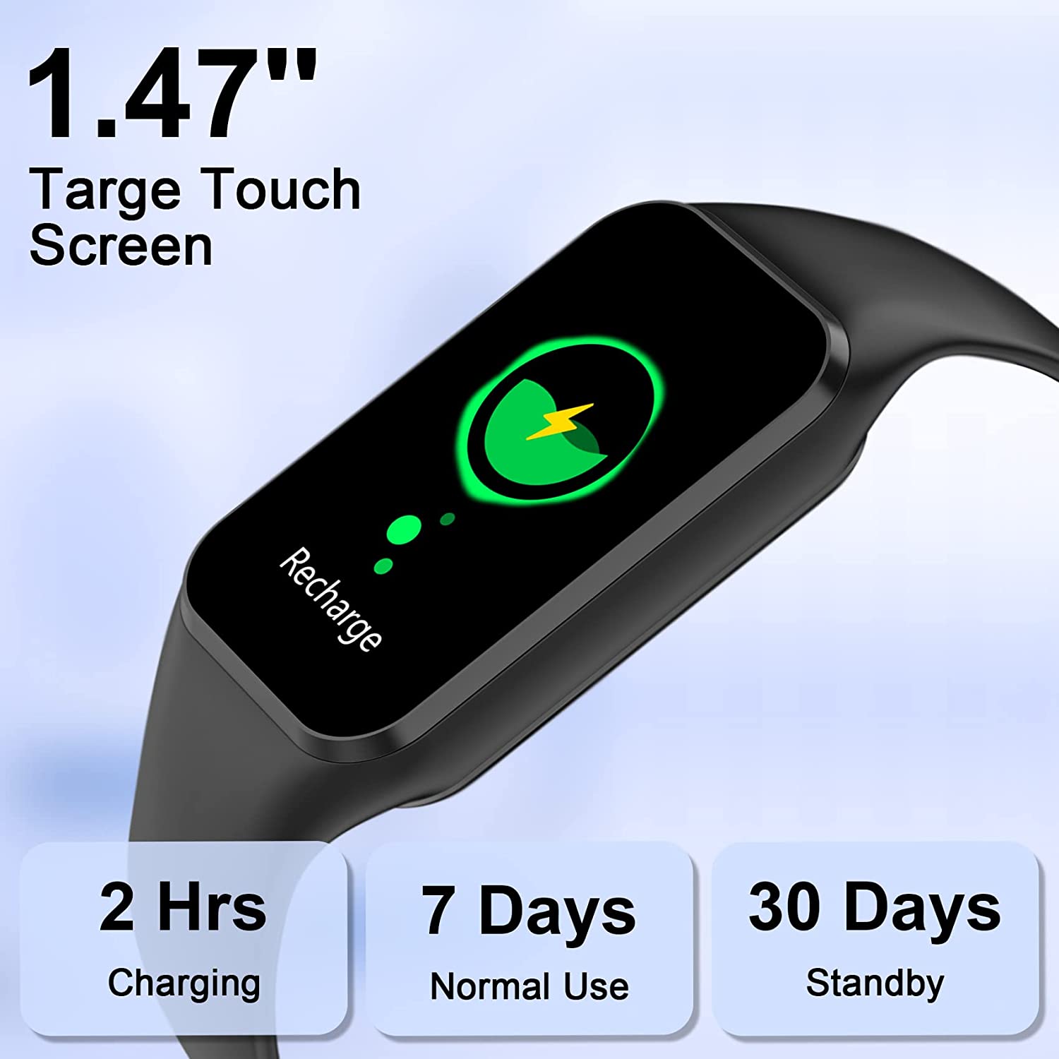 Smart Watch for Men Women - Oximeter (SpO2) Calorie Pedometer, Sleep and Heart Rate Monitor, 24 Sports Modes 1.47 Inch HD Screen, iP68 Waterproof, Fitness Tracker Compatible with Android and iOS Phone