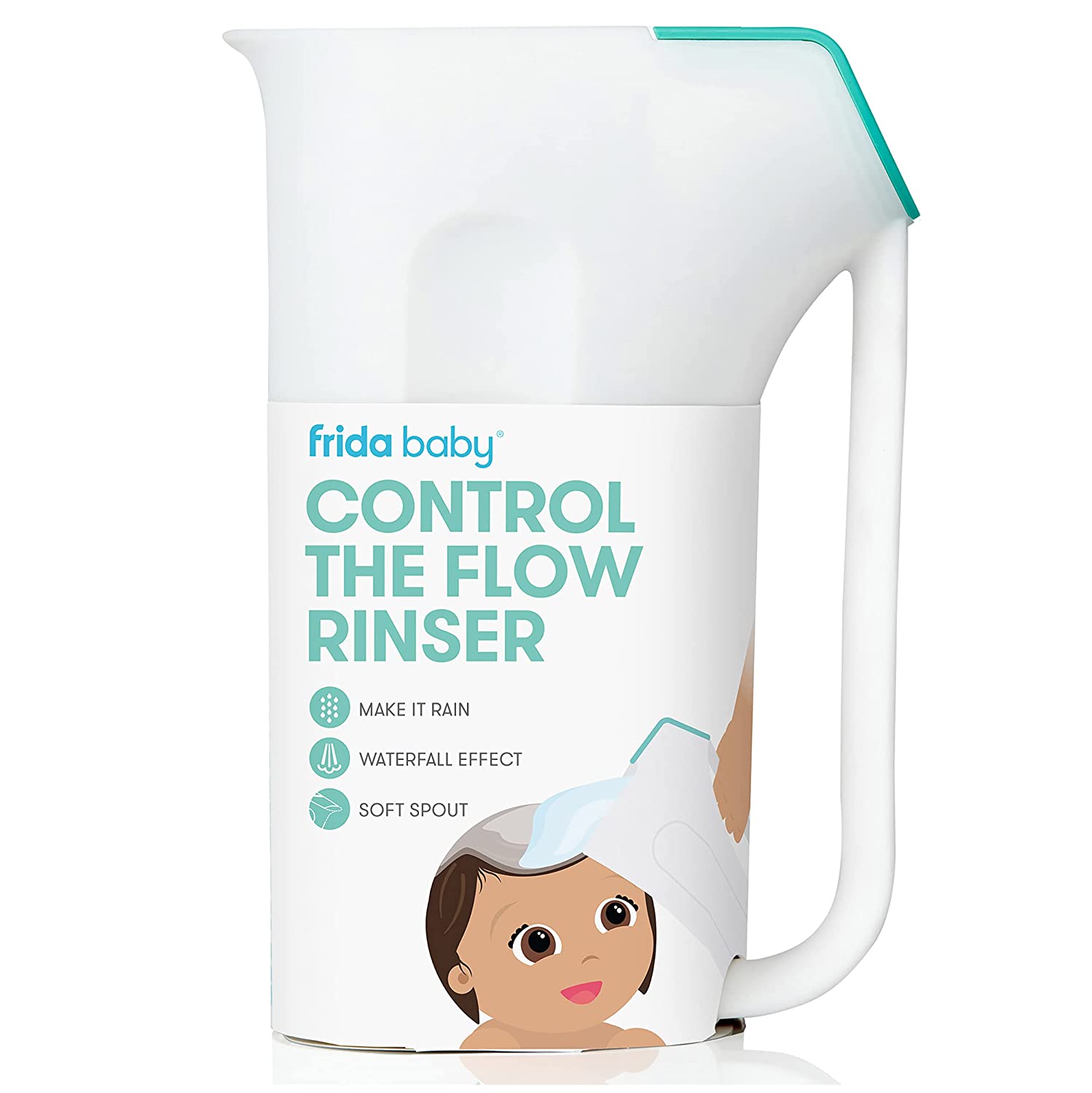 Control The Flow Rinser by Frida Baby Bath Time Rinse Cup with Easy Grip Handle and Removable Rain Shower