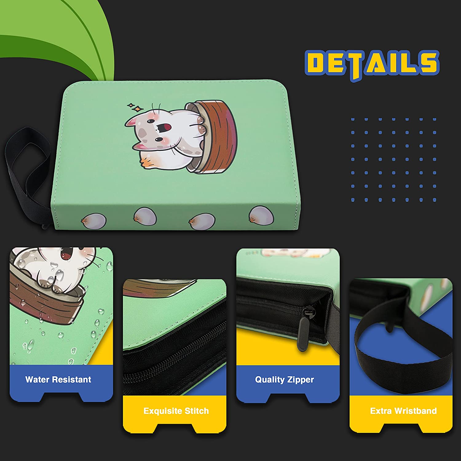 CLOVERCAT 9 Pocket Waterproof Trading Card Binder, Trading Album Display Holder, Expandable, 720 Double Sided Pocket Album, Compatible with Pokémon Cards, Yugioh, MTG and Other TCG