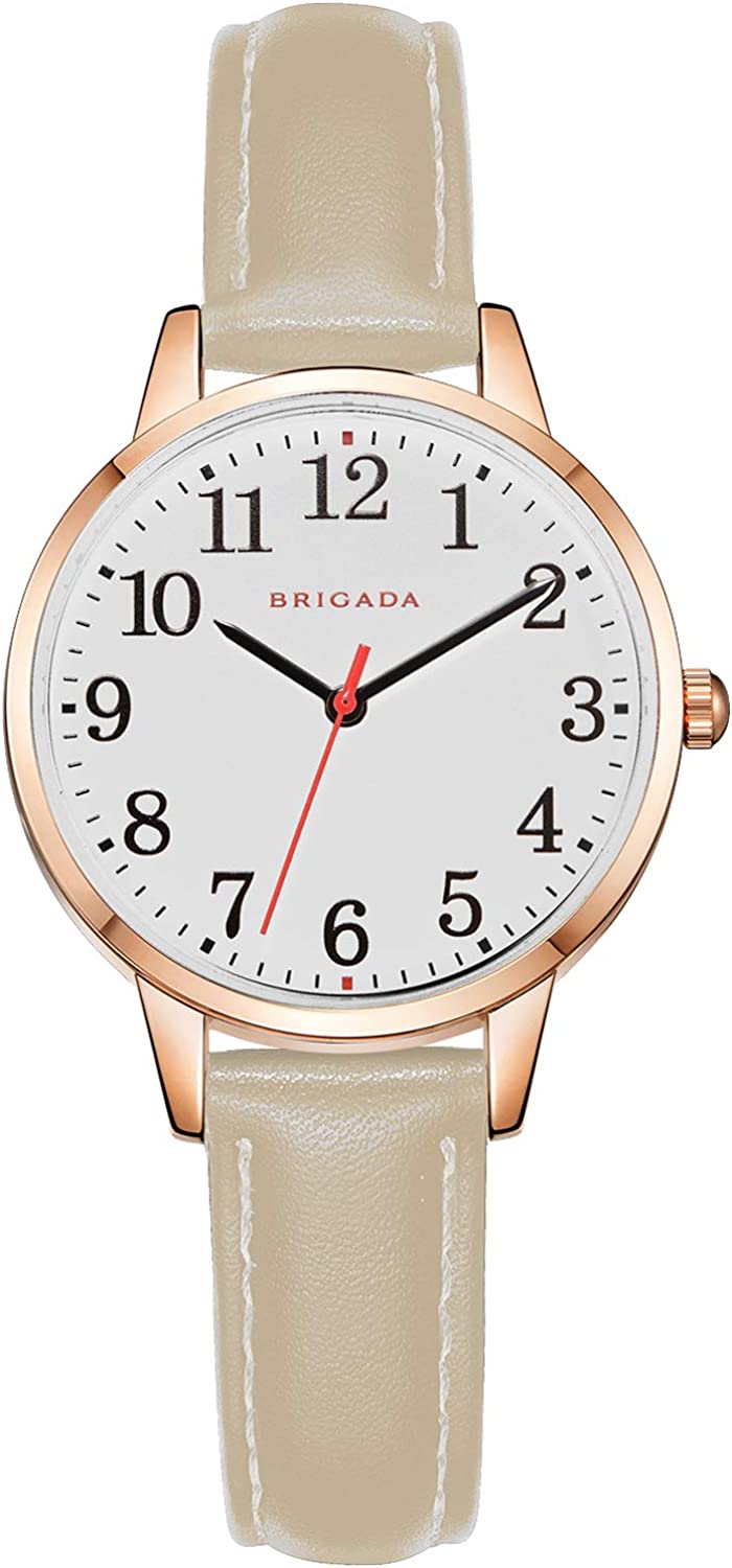 BRIGADA Women's Watch Elegant Watch for Women Leather Band Ladies Watch for Women Waterproof