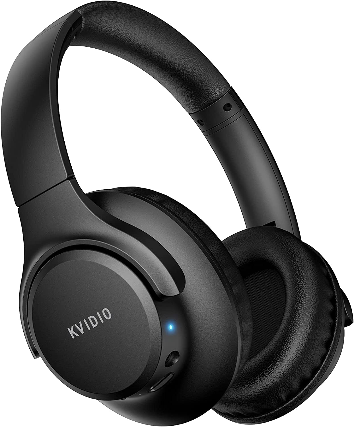 KVIDIO [Updated] Bluetooth Headphones Over Ear, 65 Hours Playtime Wireless Headphones with Microphone,Foldable Lightweight Headset with Deep Bass,HiFi Stereo Sound for Travel Work Laptop PC Cellphone