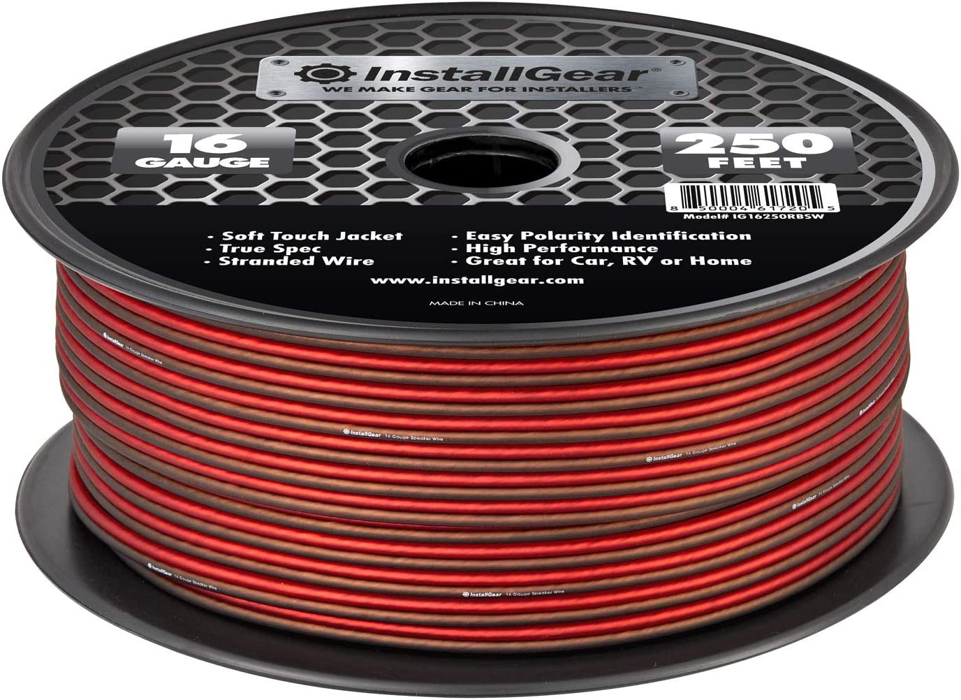 InstallGear 16 Gauge AWG Speaker Wire True Spec and Soft Touch Cable Wire (100ft Red/Black) | for Car Speakers， Stereos， Home Theater Speakers， Surround Sound， Radio | 16 Gauge Wire/Speaker Cable