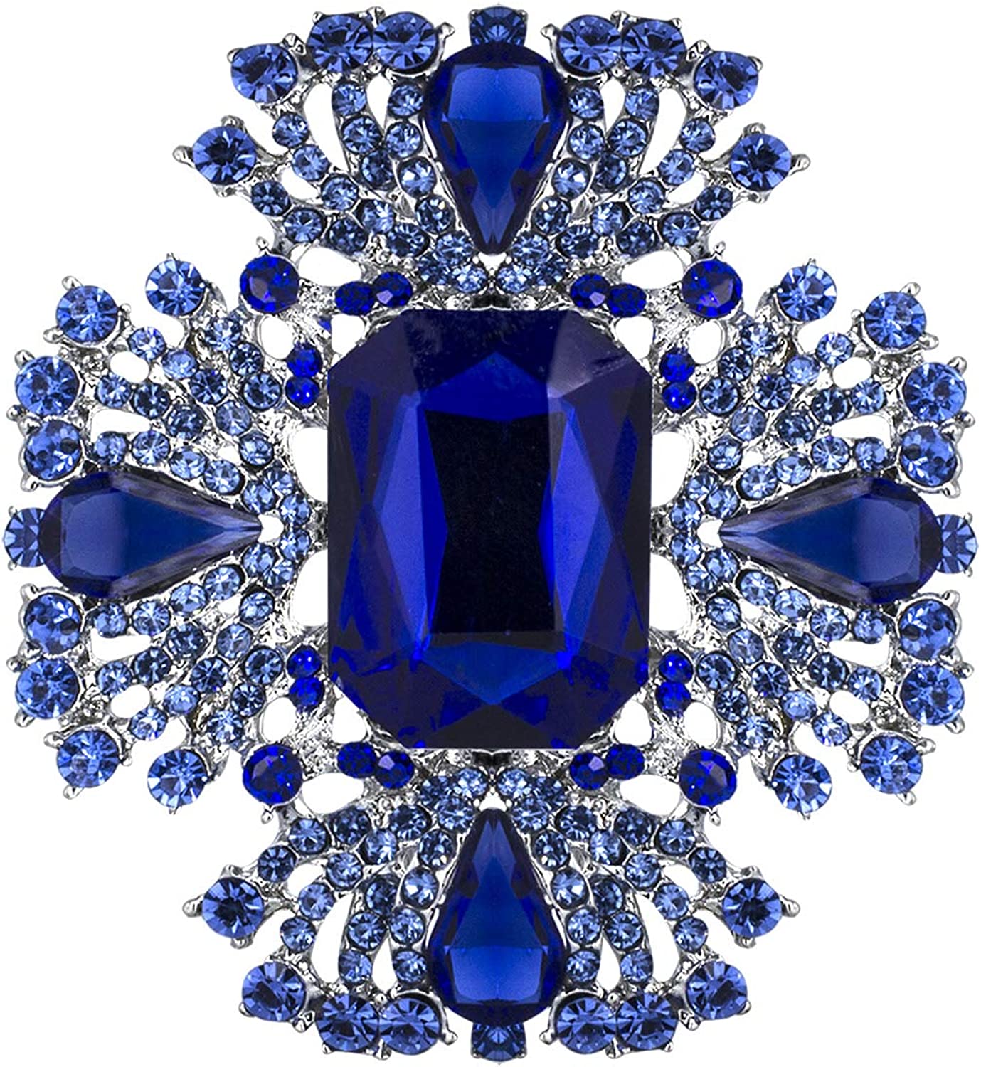 YOQUCOL Vintage Austrian Crystal Rhinestone Cross Flowers Shaped Brooch Pin Elegant Jewelry for Women Girls