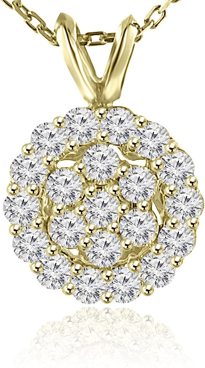 Madina Jewelry 1.00 Ct Ladies Round Cut Diamond Pendant/Necklace in 18 kt Yellow Gold