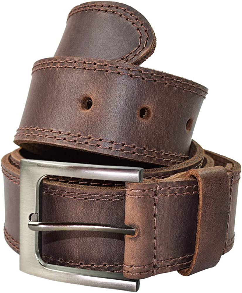 Hide & Drink, Rustic Handmade Full Grain Leather Men's Belt, Two Row Stitch Stylish Design - Everyday Belts for Men