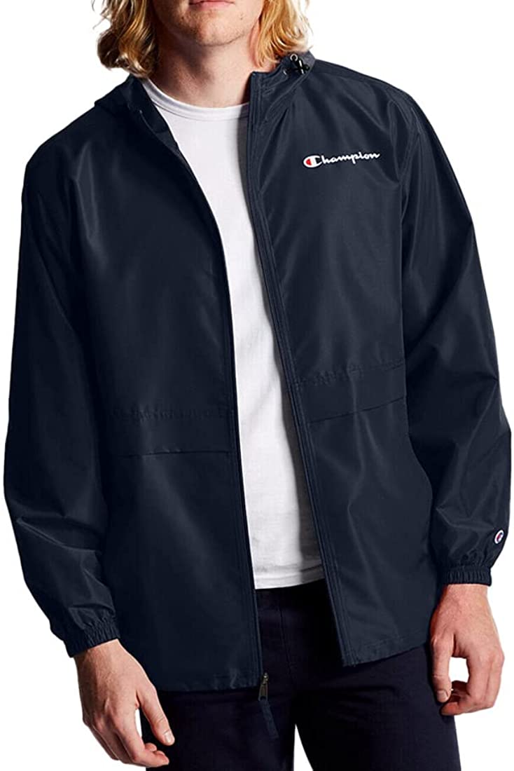 Champion mens Stadium Full Zip Jacket, Left Chest Script Jacket, Black-549369, Large US