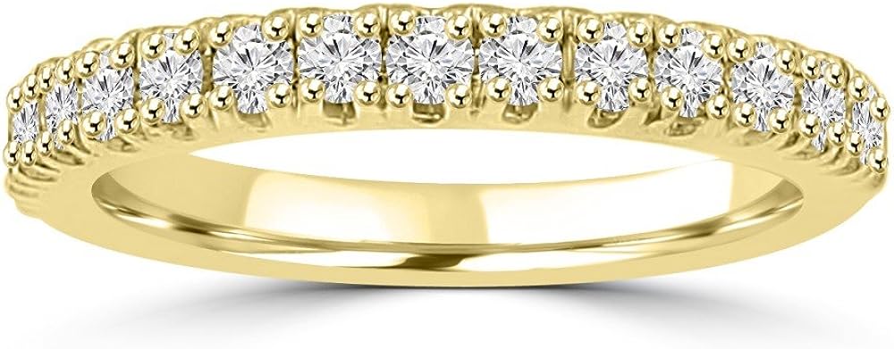 Madina Jewelry 0.80 ct Ladies Round Cut Diamond Wedding Band Ring in 14 kt Yellow Gold