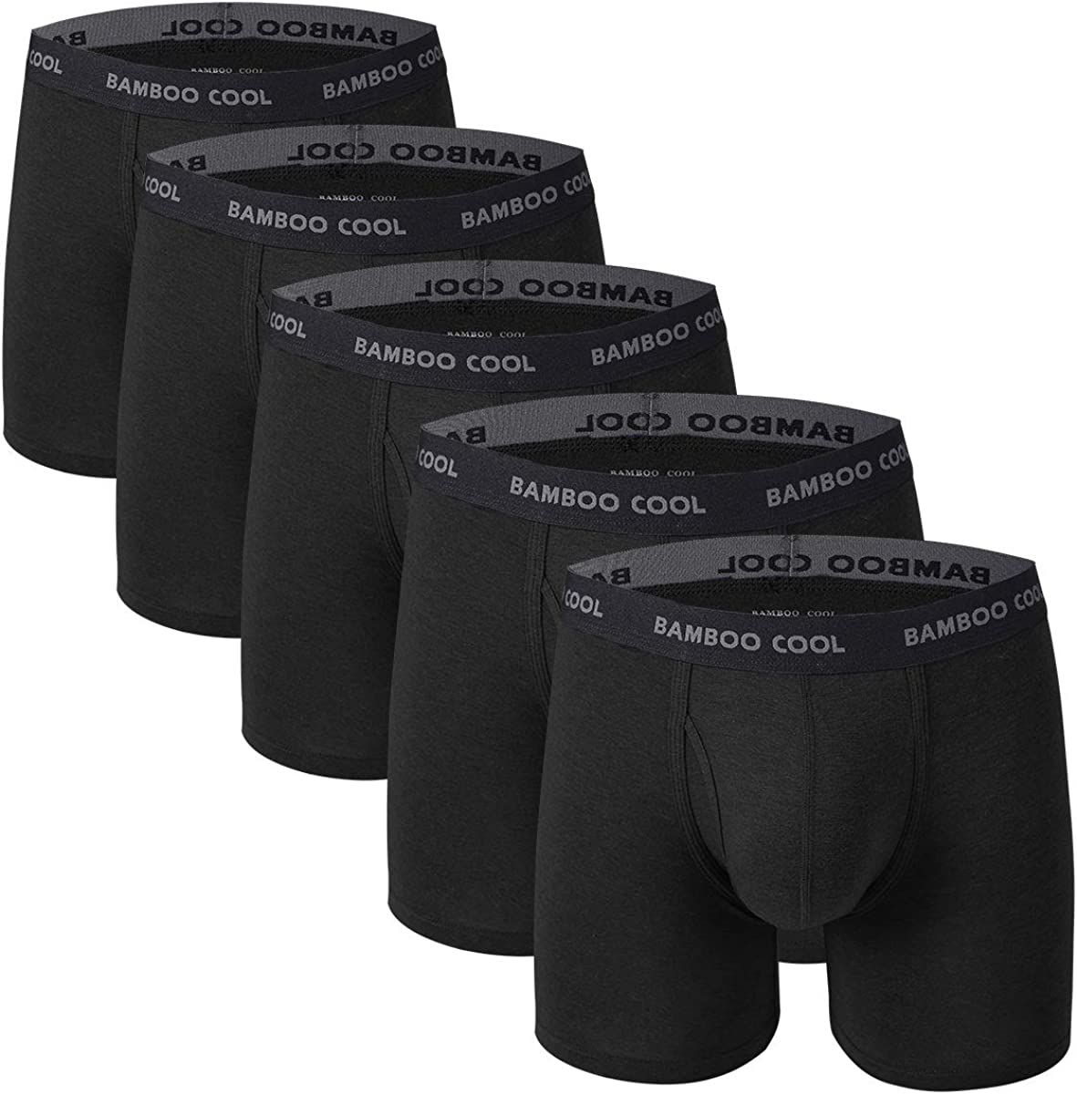 BAMBOO COOL Men's Underwear Boxer Briefs Pack Bamboo Viscose Soft Breathable Long Underwear Trunks