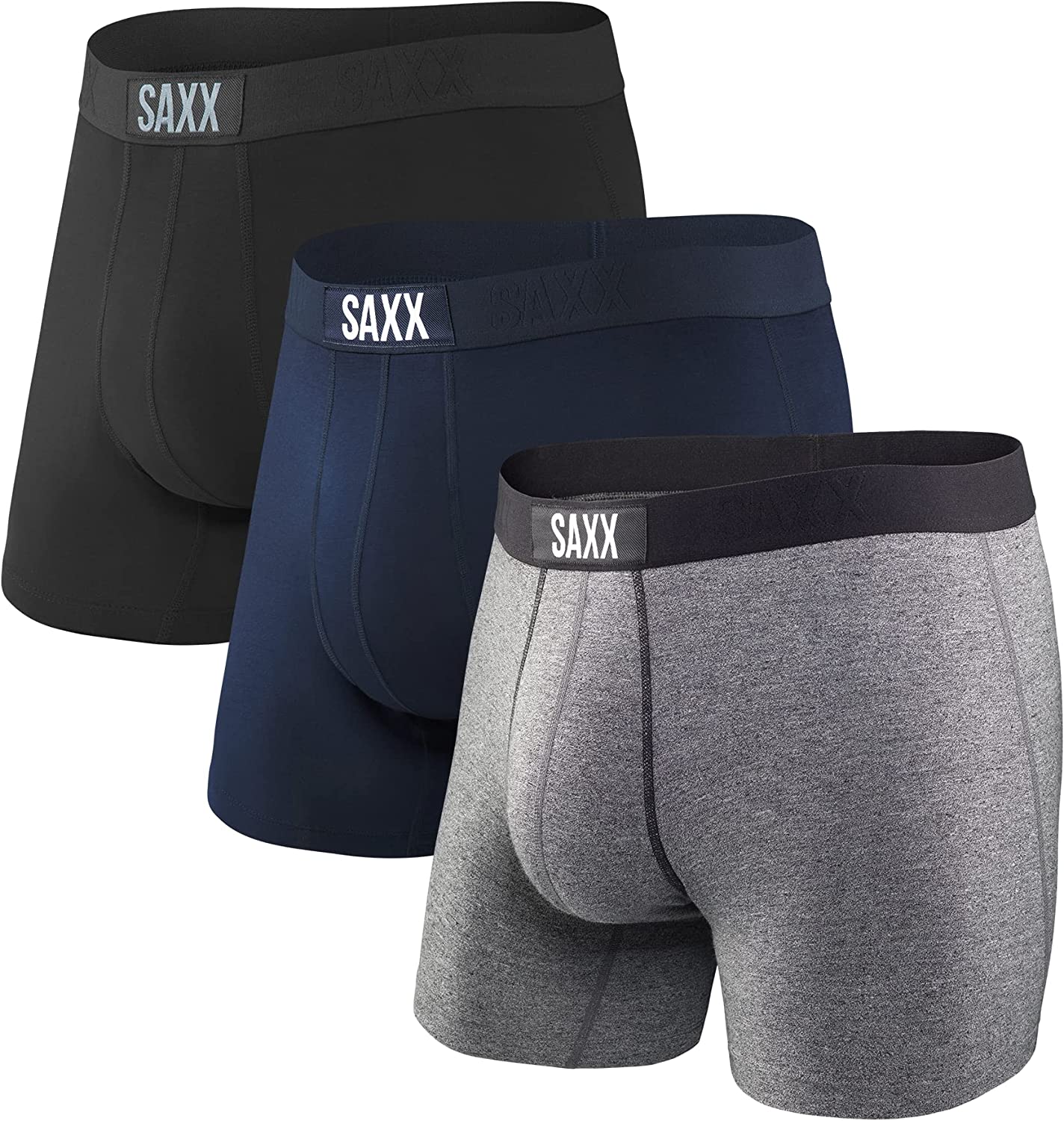 SAXX Men's Underwear - Vibe Super Soft Boxer Briefs with Built-in Pouch Support - Underwear for Men, Pack of 3