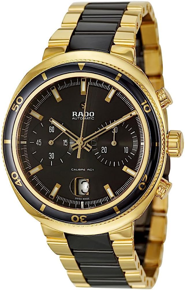 Rado D Star Chronograph Automatic Yellow Gold PVD and Black Ceramic Mens Watch R15967162