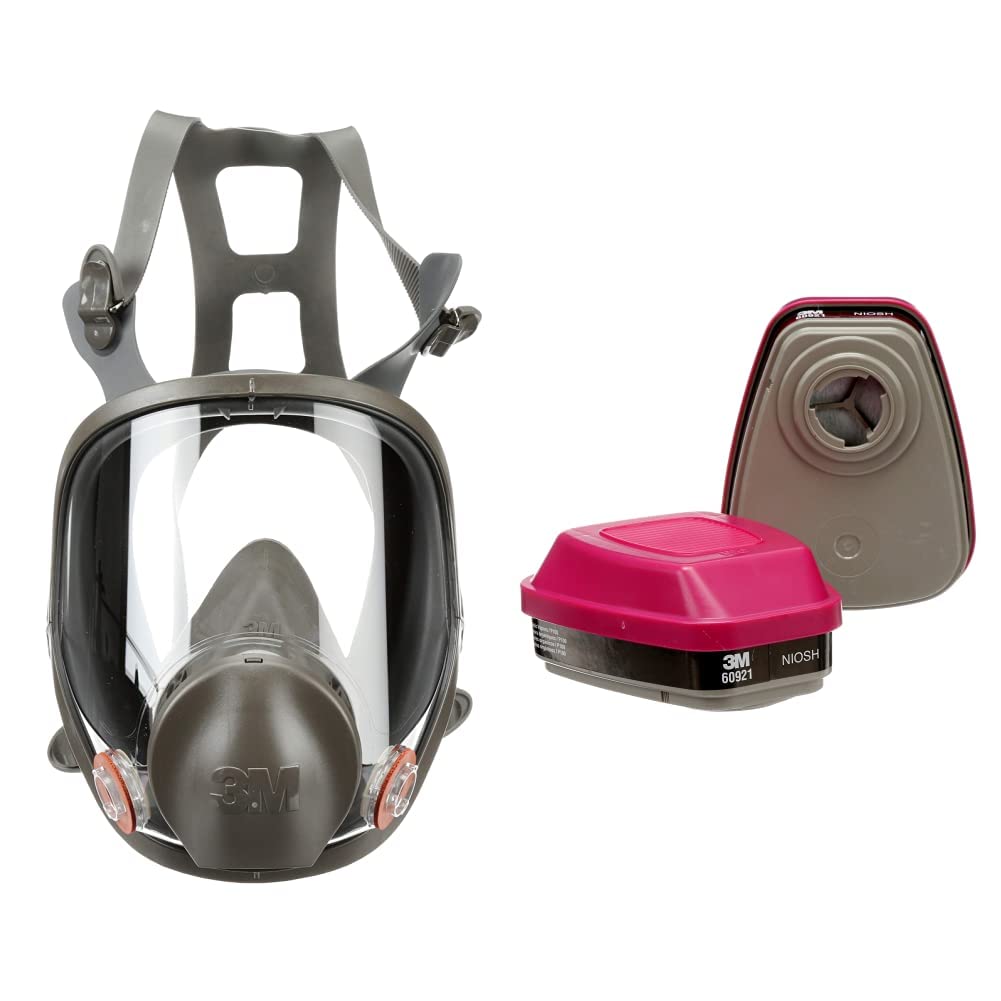 3M Full Facepiece Reusable Respirator 6800, Paint Vapors, Dust, Mold, Chemicals, Medium & 60921, 1 Pair, Helps Protect Against Organic Vapors and Particulates