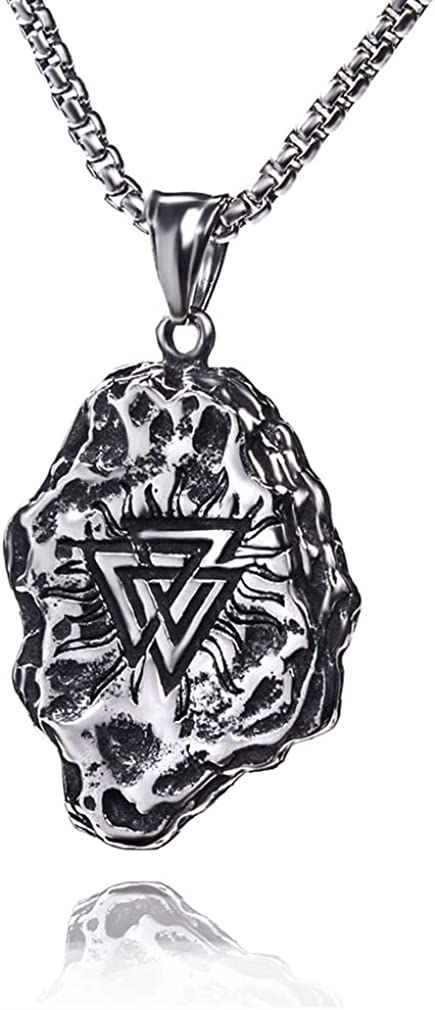 Skull Necklace Pendant Retro Satan Skull Goat Head with 23.6'' Stainless Steel Chain Gothic Pirate Skull Pendant Necklace for Men Pirate Anchor Necklace Nautical Anchor Crossed Sword Necklace 