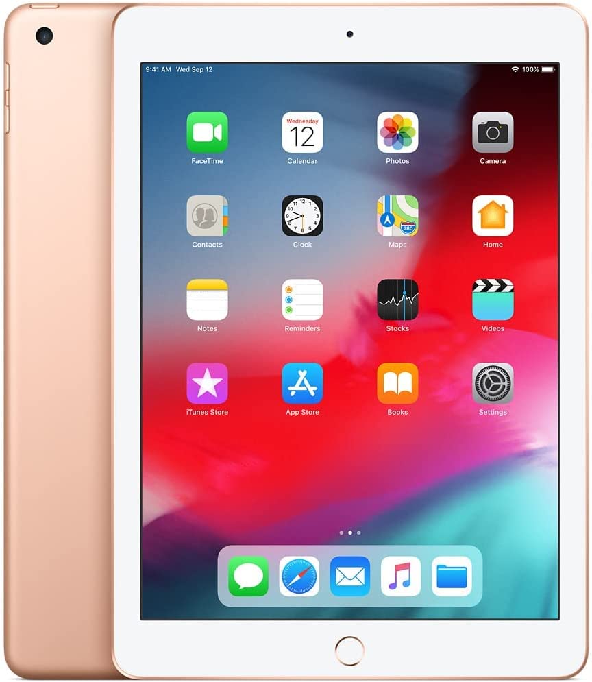 Apple iPad with WiFi, 128GB, Gold (2018 Model) (Renewed)