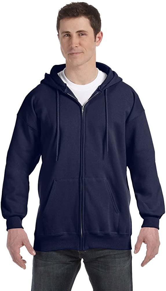 Hanes 9.7 oz. Ultimate Cotton 90/10 Full-Zip Hood, Medium, NAVY