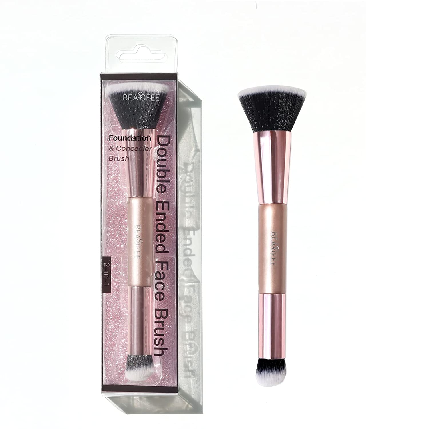 BEASOFEE Perfection Makeup Brushes 5pcs Makeup Brushes Set Synthetic Foundation Powder Concealers Eye shadows Blush Makeup Brushes with Black Bag (Black)