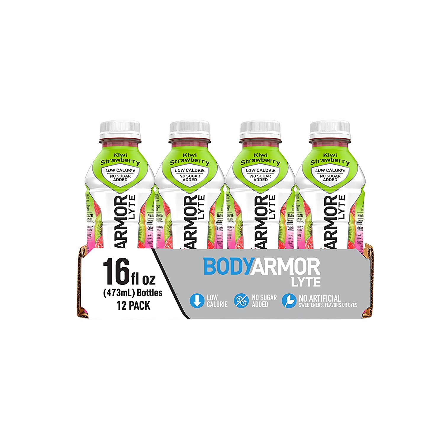 BODYARMOR LYTE Sports Drink Low-Calorie Sports Beverage, Kiwi Strawberry, Natural Flavors With Vitamins, Potassium-Packed Electrolytes, Perfect For Athletes, 16 Fl Oz (Pack of 12)
