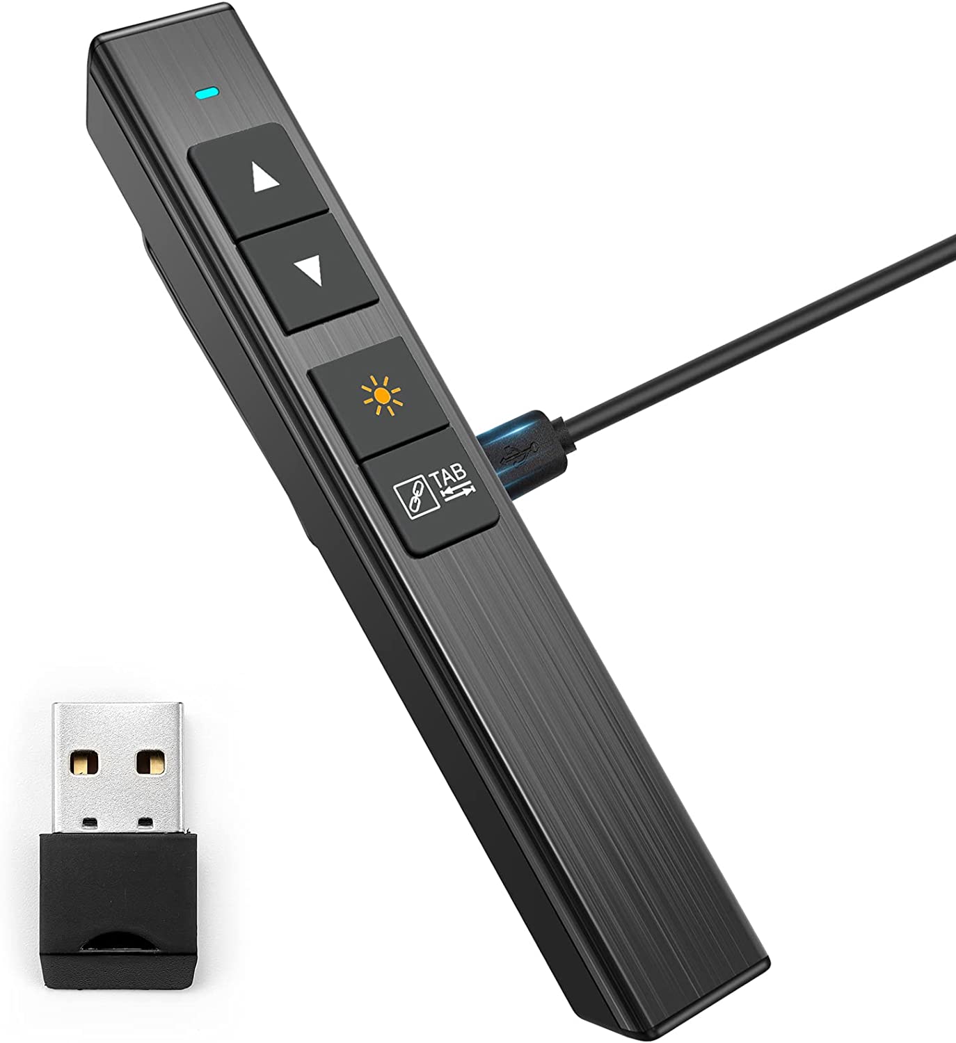 Presentation Clicker Powerpoint Remote Pointer: Wireless 2.4Ghz Presenter, USB Rechargeable Slide Device for Teacher, Long Range Computer PPT Controller for Speech, Meeting