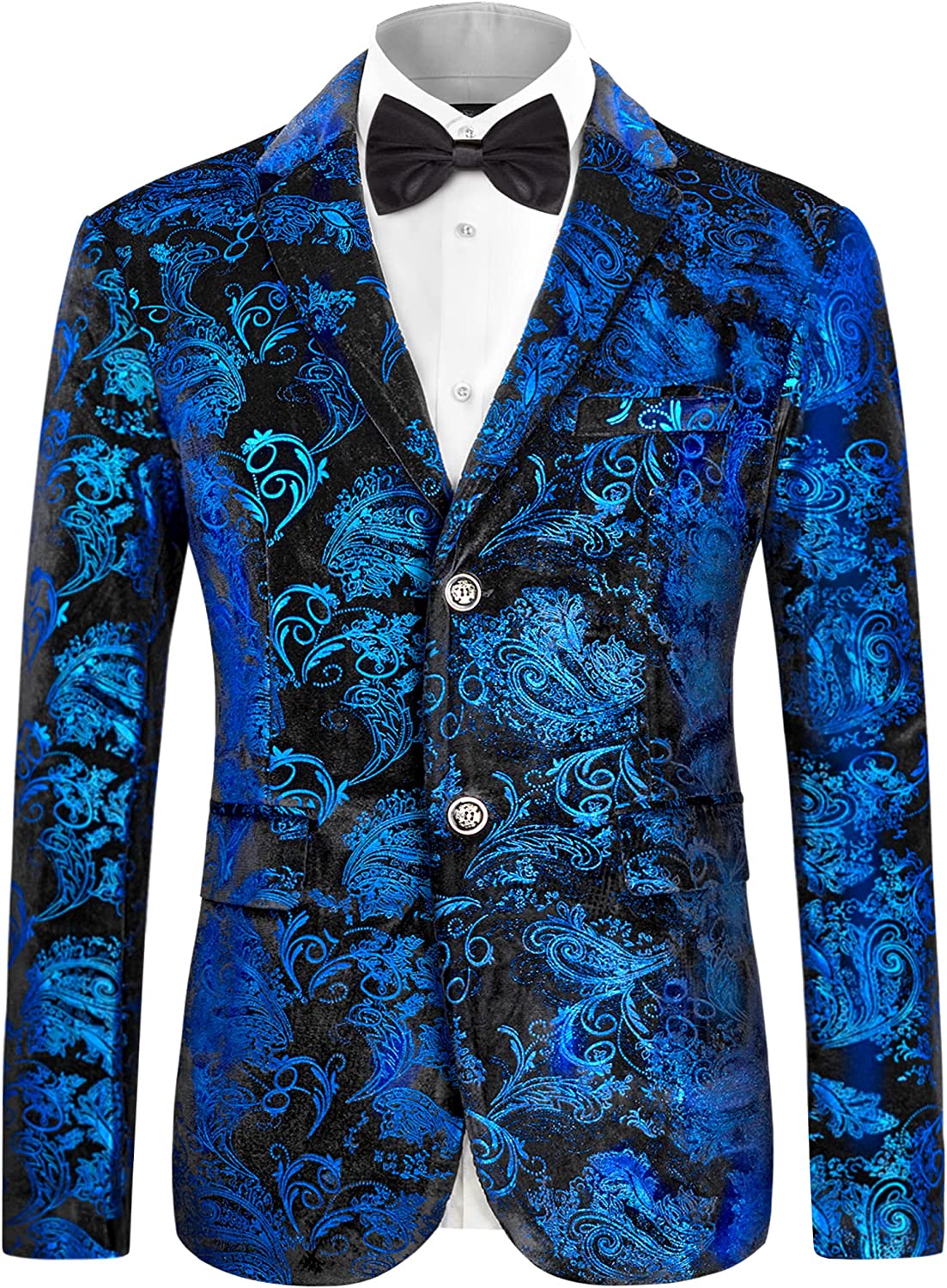 MAGE MALE Men's Dress Party Floral Suit Jacket Notched Lapel Slim Fit Two Button Stylish Blazer