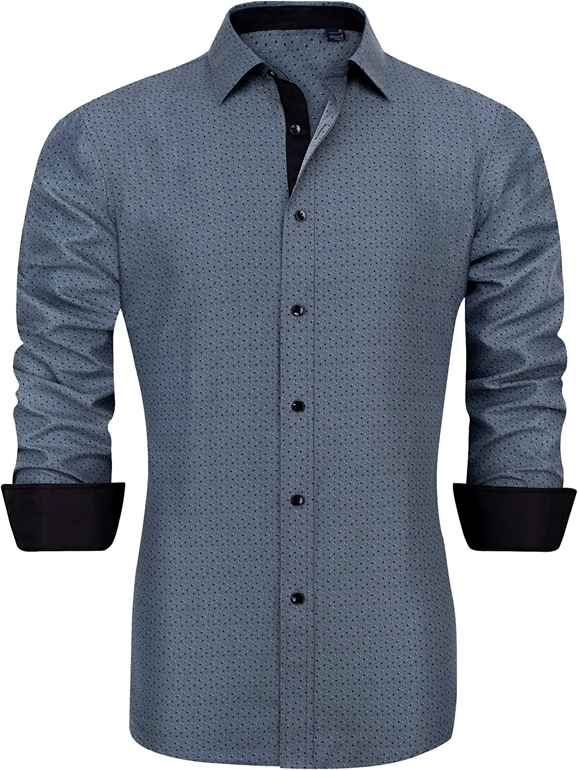 J.Ver Men's Printed Dress Shirts Long Sleeve Regular Fit Casual Button Down Shirt
