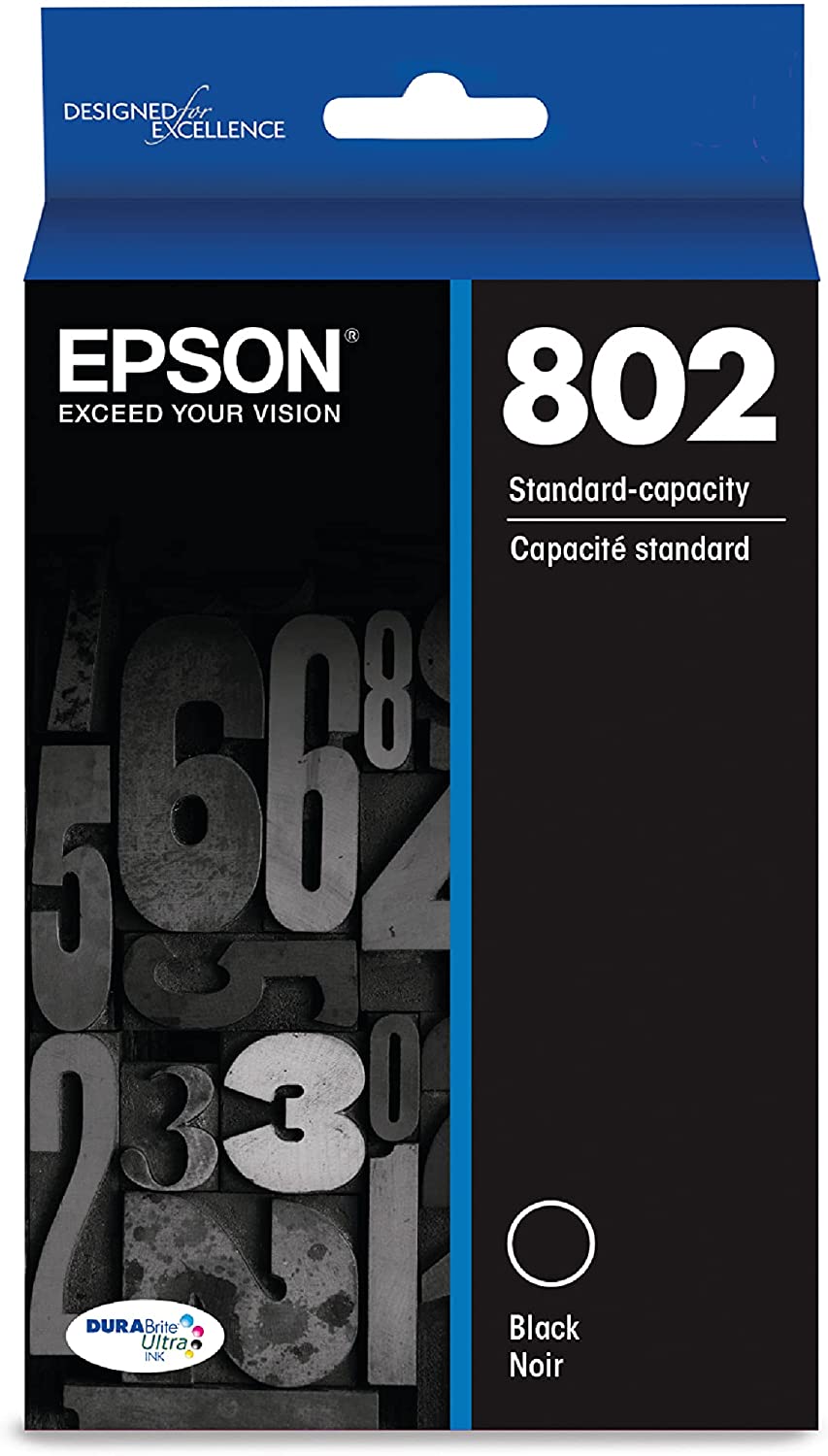 EPSON T802 DURABrite Ultra -Ink Standard Capacity Black -Cartridge (T802120-S) for select Epson WorkForce Pro Printers