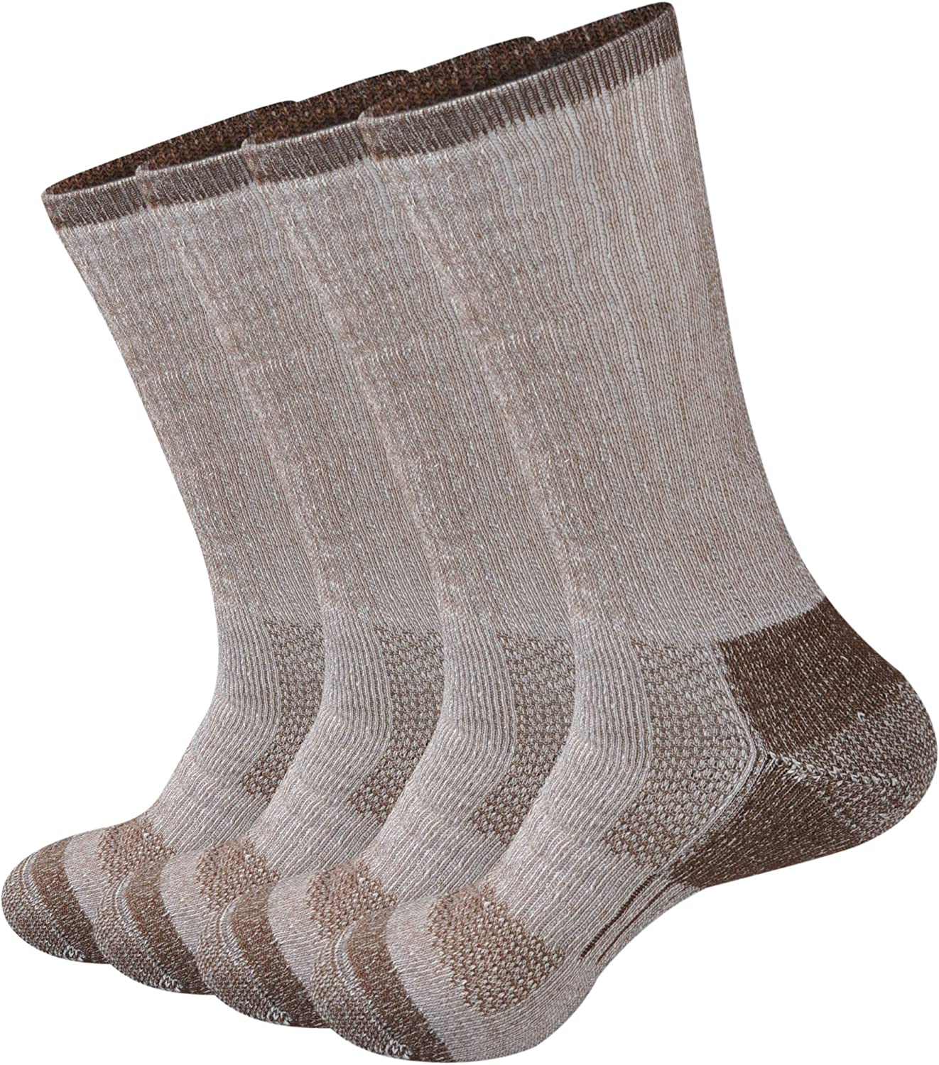 GKX Men's Merino Wool Moisture Wicking Outdoor Hiking Heavy Duty Work Cushion Crew Socks