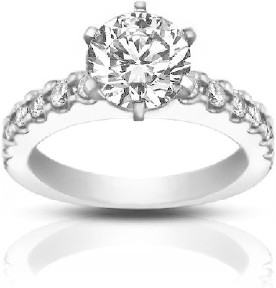 Madina Jewelry 1.45 Ct Round Cut Diamond Engagement Ring with Accented Diamonds in Platinum