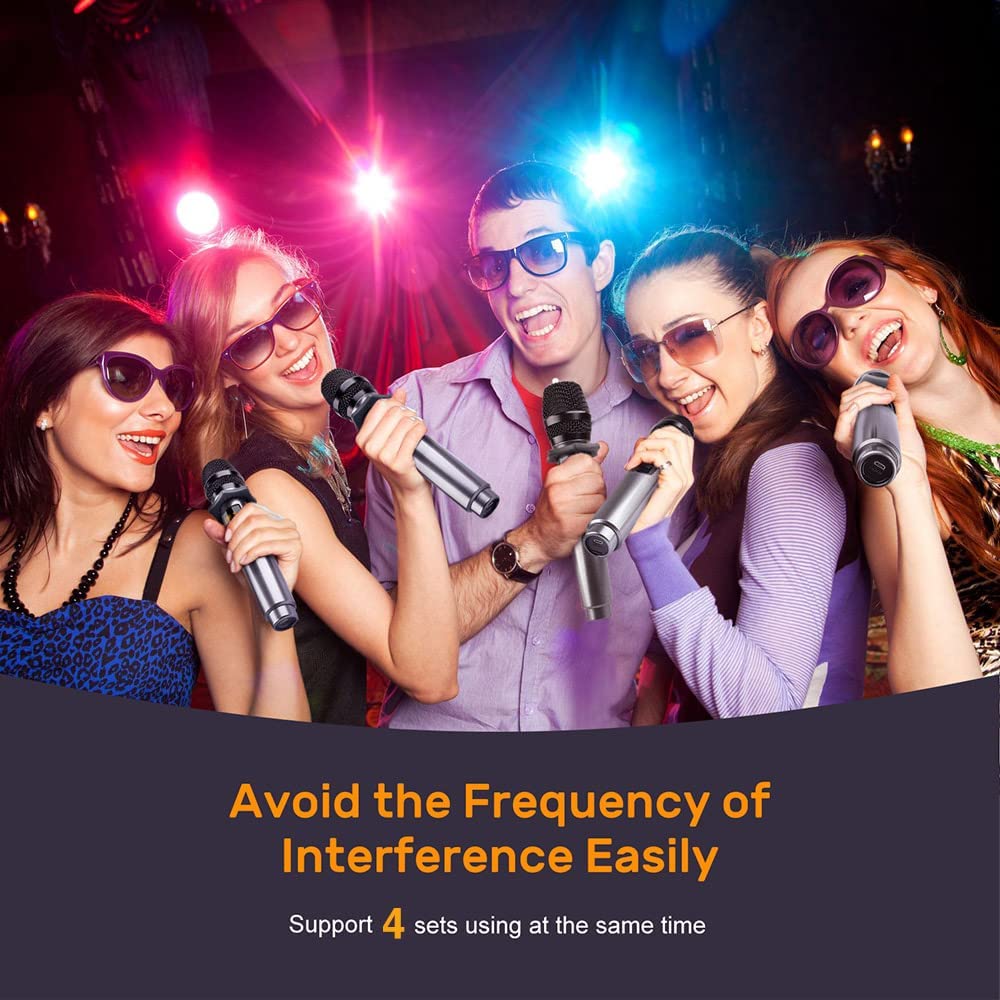 LEKATO Wireless Microphone， K380S Metal Dual Handheld Dynamic Microphone Rechargeable Microphones with Rechargeable Receiver 1/4'' Plug， for AMP， PA System， Karaoke， Singing， Wedding， Party， C