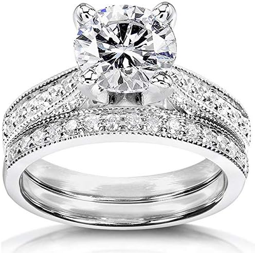 Kobelli Round Moissanite Pave-Set Bridal Set 1 4/5 CTW 14k White Gold