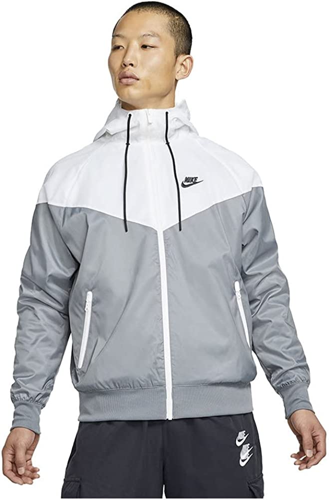 Nike 耐克 Sportswear Windrunner 男式风衣夹克, 烟灰色 / 白色 / 烟灰色 / 黑色