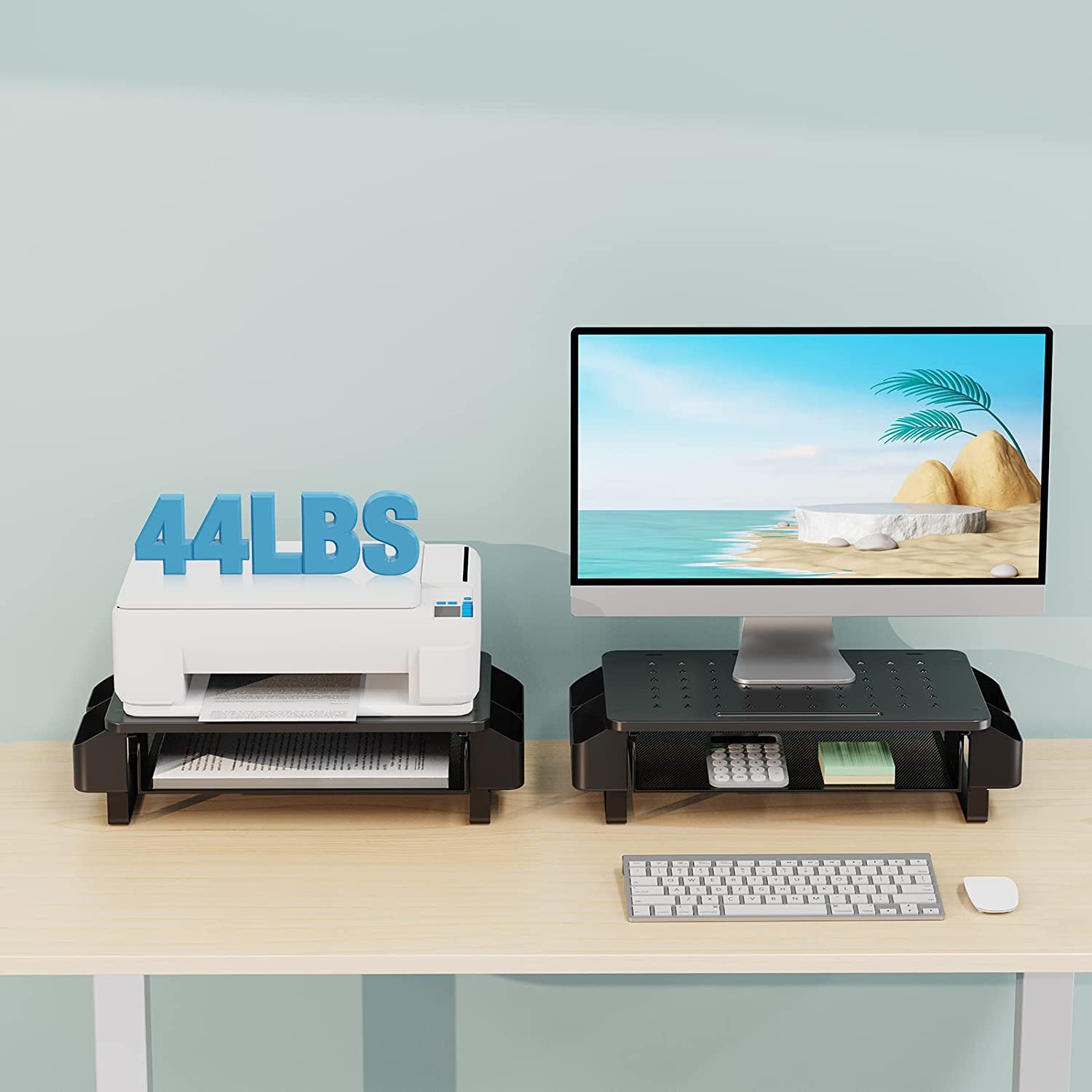 Zimilar Monitor Stand Riser with Drawer, Monitor Riser with Side Storage Pockets for Desk, Metal Monitor Stand for Laptop, PC Screen, Computer, Printer, iMac, Home Office Stand