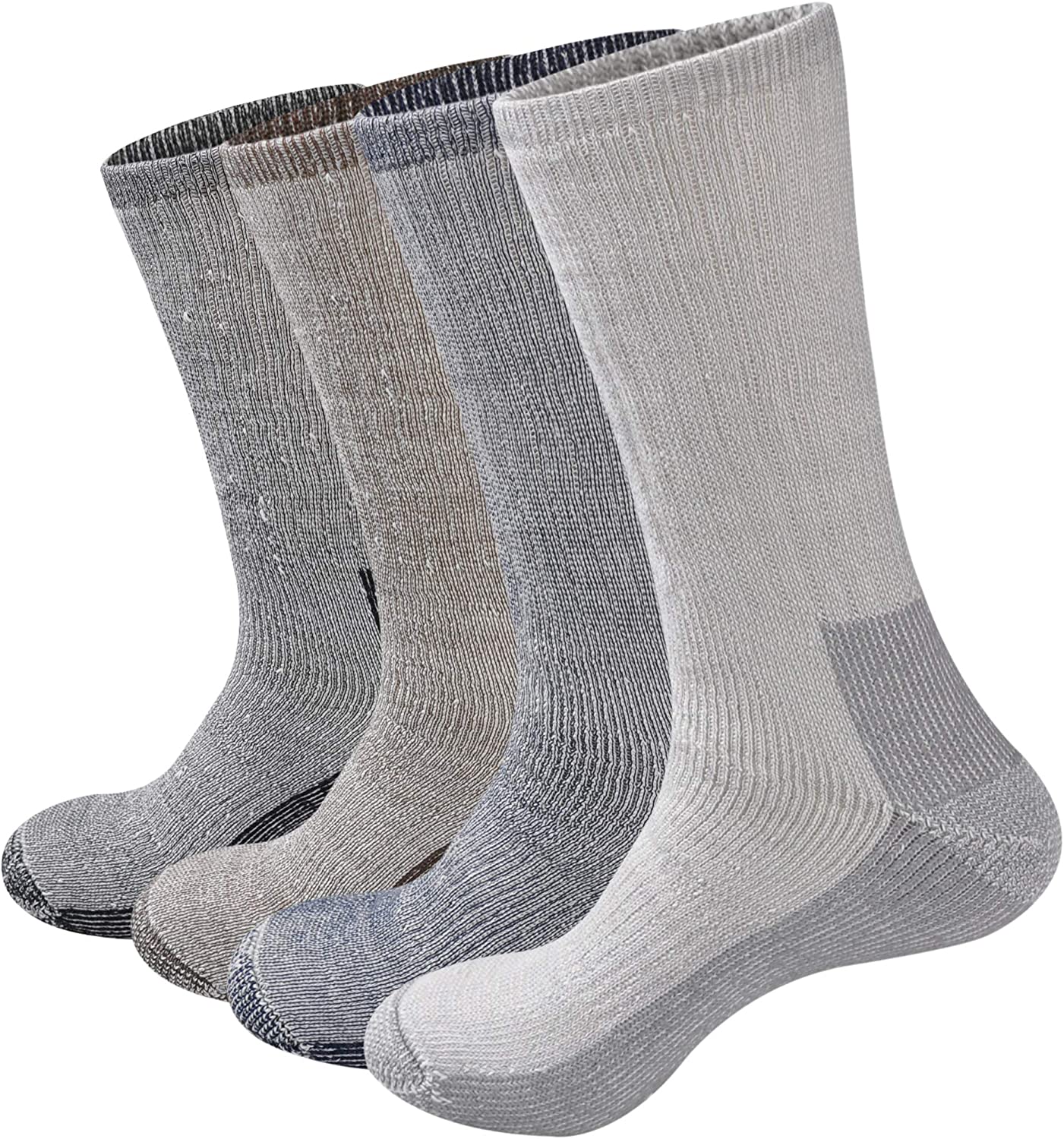GKX Men's Merino Wool Moisture Wicking Outdoor Hiking Heavy Duty Work Cushion Crew Socks