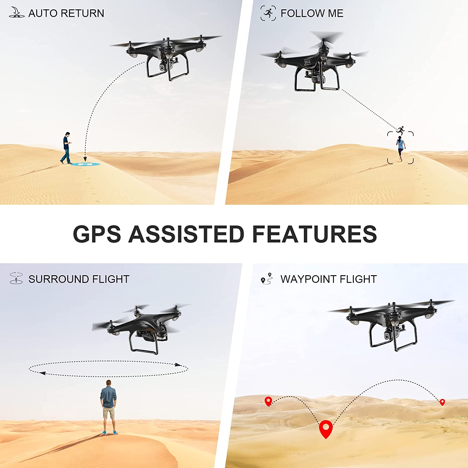 Cheerwing U88S GPS Drone with 4K Camera for Adults, 5G WiFi FPV Drone with Auto Return, Follow Me, Waypoint Fly, Voice Control