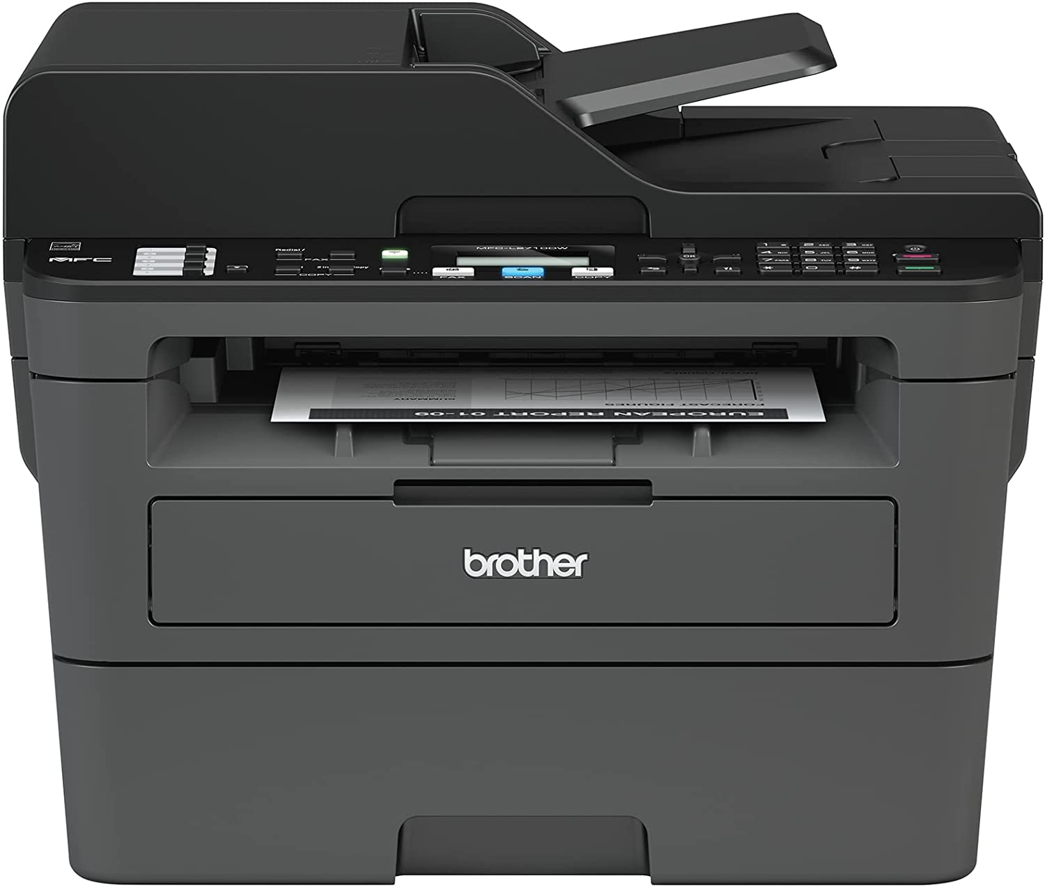 Brother Monochrome Laser, Compact All-In One, Multifunction Printer, MFCL2710DW, Wireless Networking and Duplex Printing, Amazon Dash Replenishment Ready