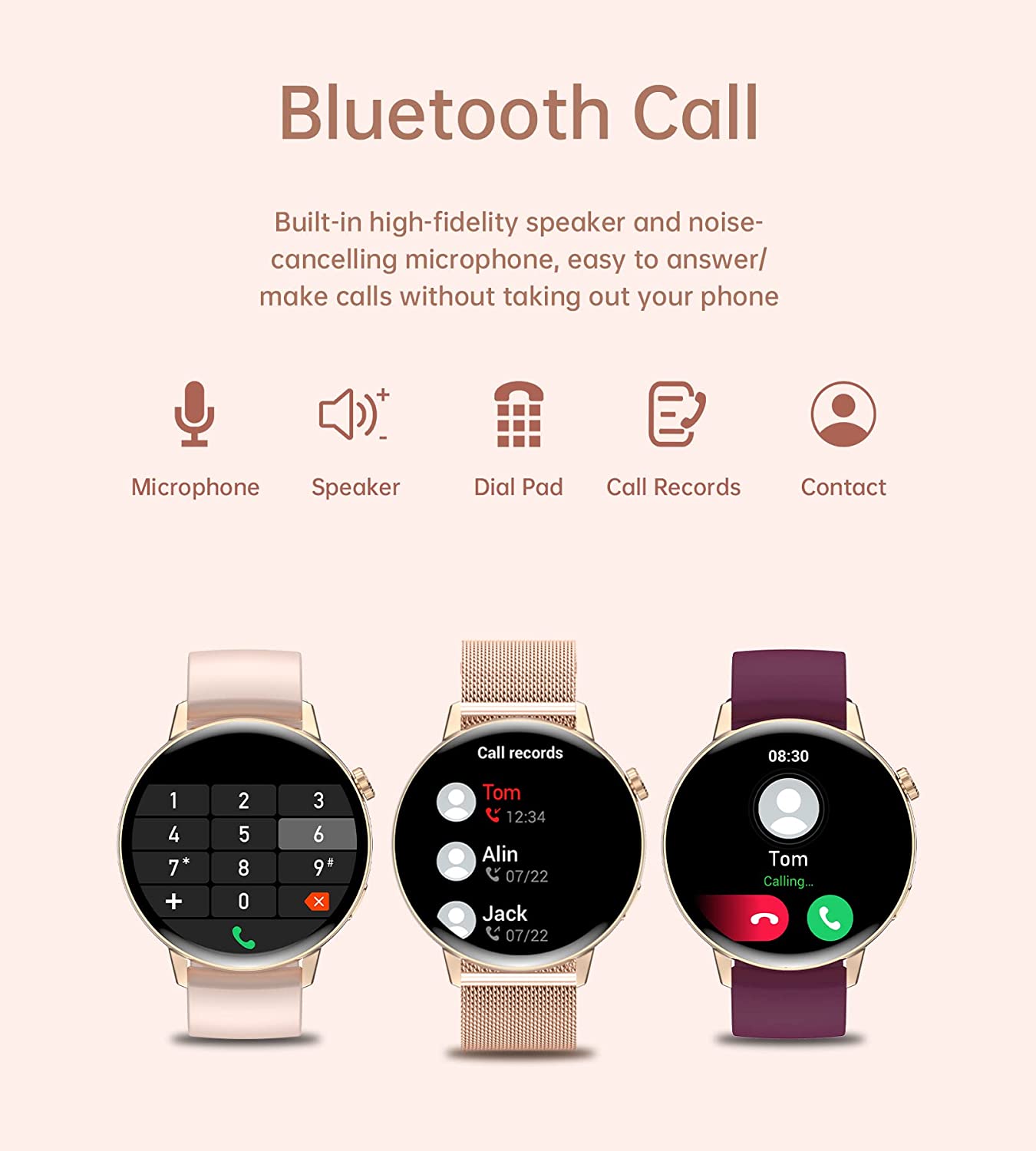 Iaret Smart Watch for Women (Answer/Make Call), Fitness Tracker for Android and iOS Phones Waterproof Smartwatch with 1.32" HD Full Touch Screen AI Voice Control Heart Rate Sleep Monitor Pedometer