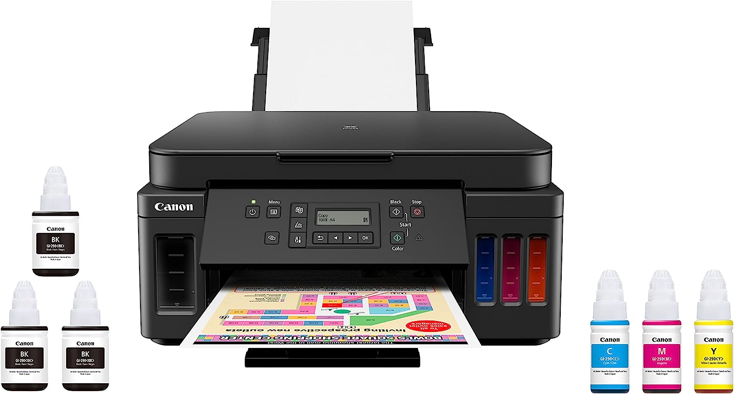 Canon PIXMA G6020 All-in-One Supertank Wireless (Megatank) Printer, Copier and Scan with Mobile Printing, Black, Works with Alexa