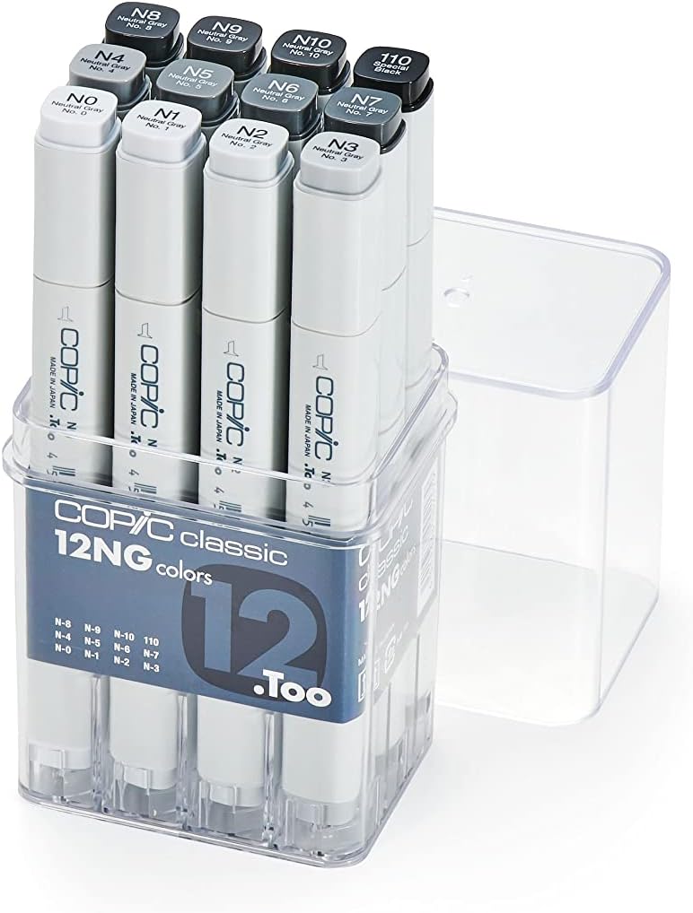 Copic Classic, Alcohol-based Markers, 12pc Set, Neutral Gray (Discontinued model: EAN 4511338002179)