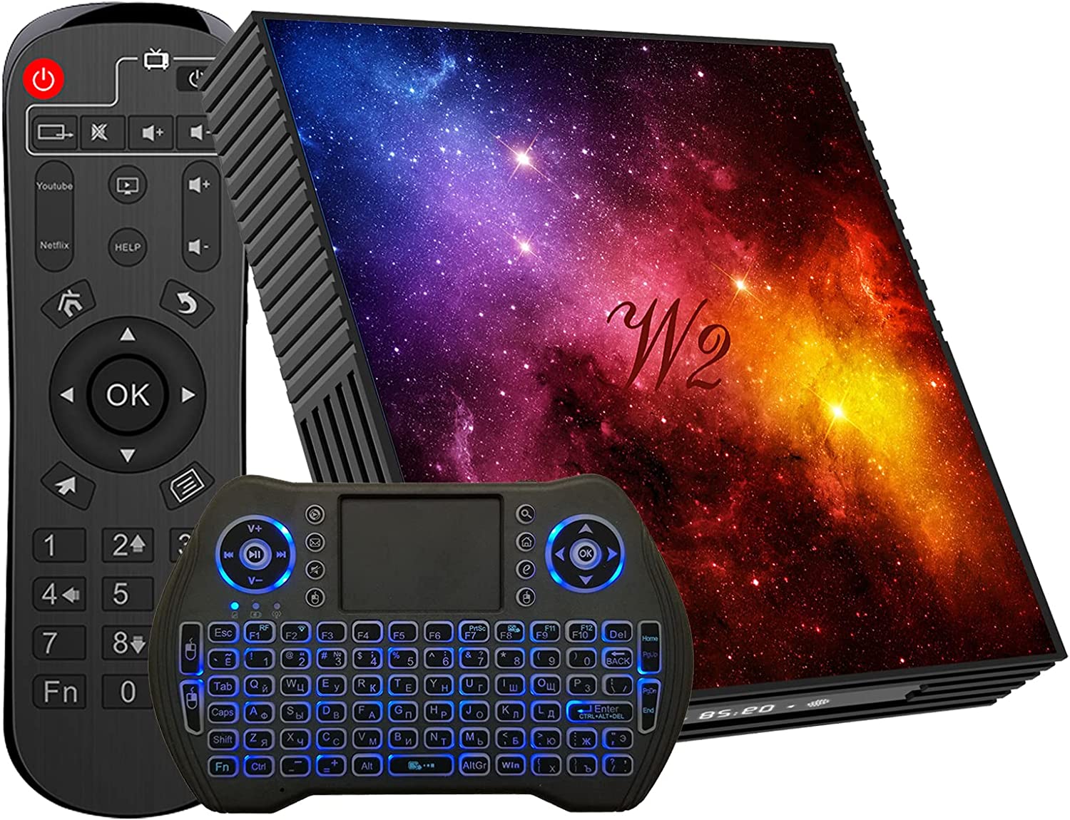 Android 12 TV Box 4GB RAM 64GB ROM W2 Mali-G31 Smart Set Top Box Builtin 2.4G/5G WiFi Bluetooth 4.2, Media Player Support 3D 4K UHD Videos, with Wireless Mini Keyboard
