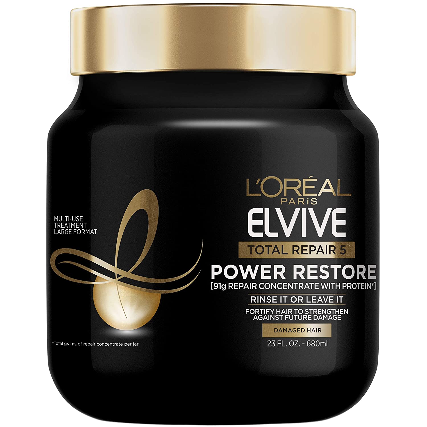 L'Oreal Paris Elvive Total Repair 5 Power Restore Multi Use Treatment with 91g of Repair Concentrate with Protein per Jar, 23 fl. oz.