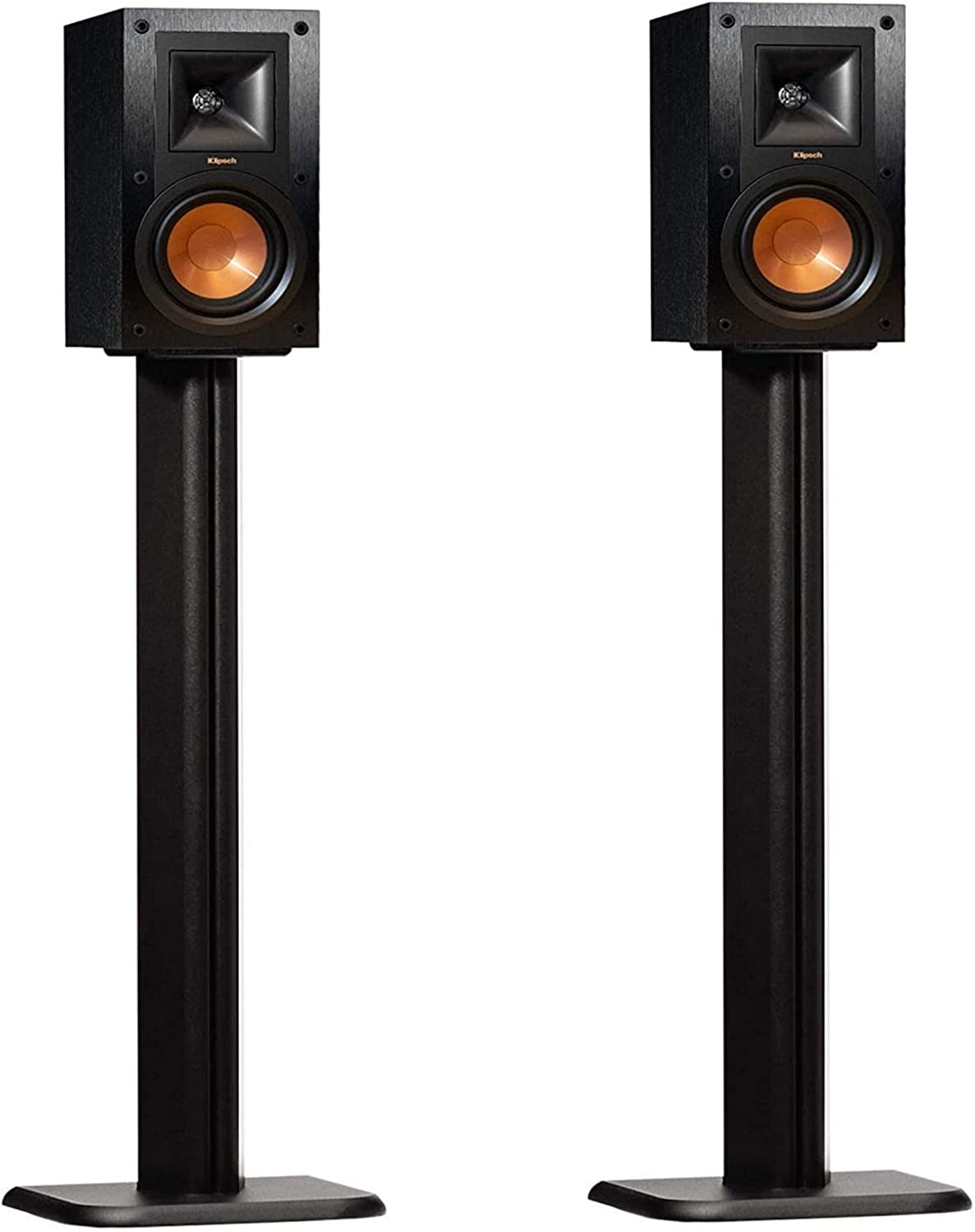 ECHOGEAR Universal Floor Speaker Stands - Vibration-Absorbing MDF Design Works with Klipsch， Polk， JBL &amp; Other Bookshelf Speakers Or Studio Monitors - Includes Sound Iso Pads &amp; Carpet Spikes