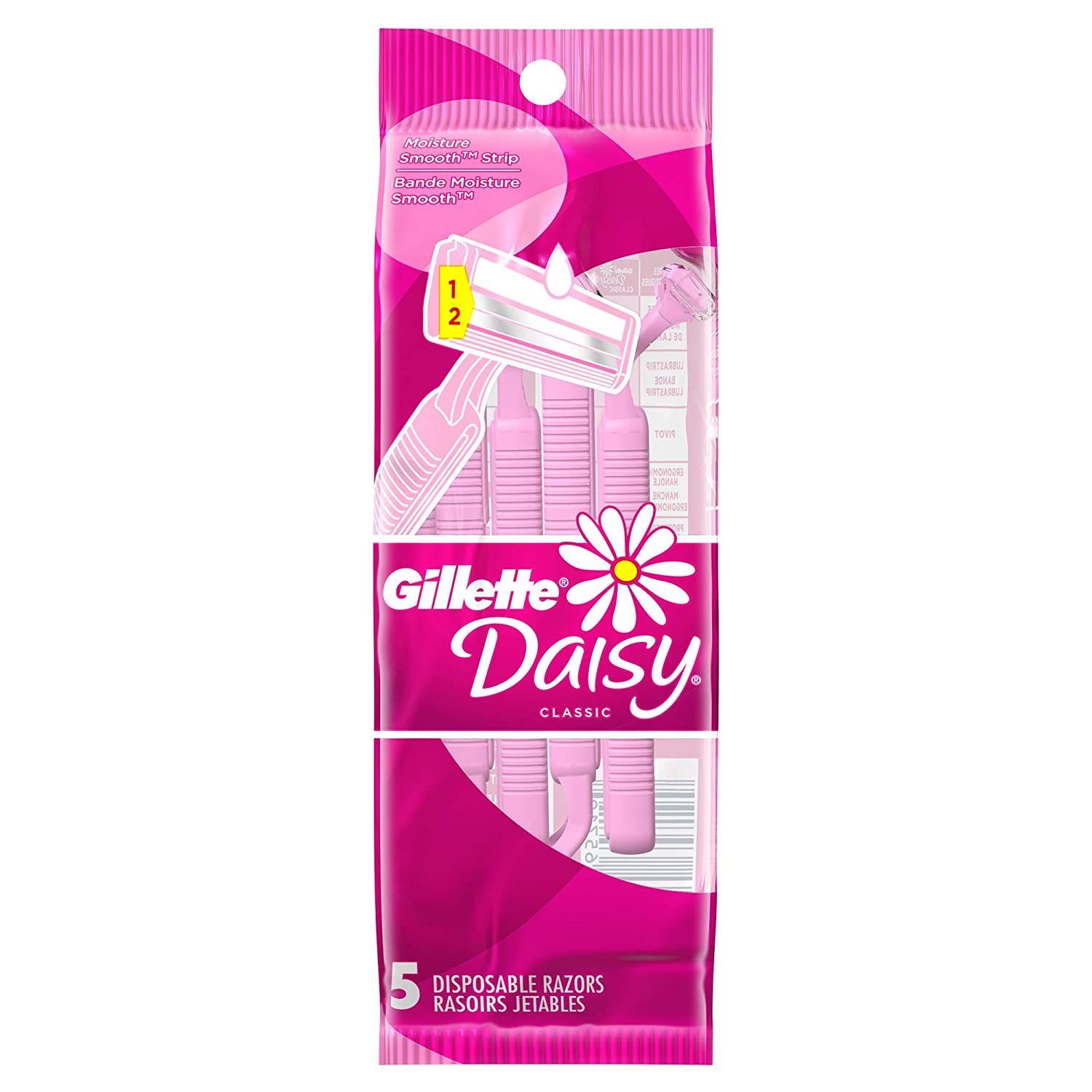 Gillette Daisy Women’s Disposable Razor Multipurpose Hair Remover, 5 Count