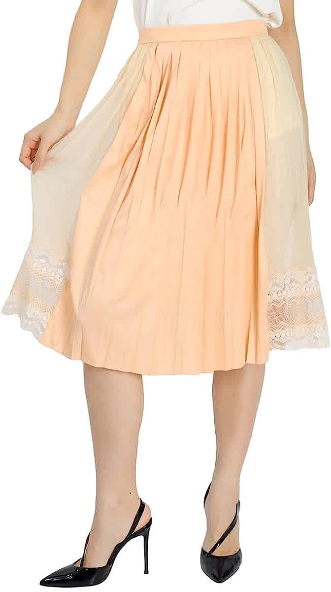 BURBERRY Ladies Lace Detail Silk Soft Peach Skirt, Brand Size 6 (US Size 4)